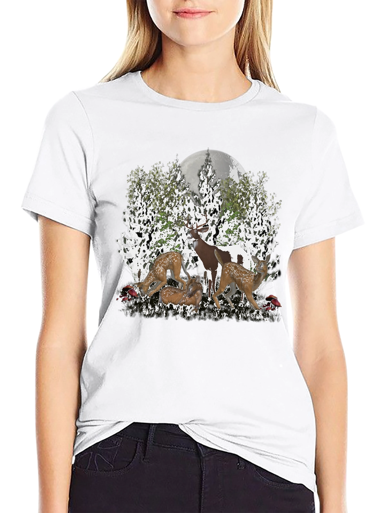 Deer Family Graphic Tee - Nature Lovers Shirt
