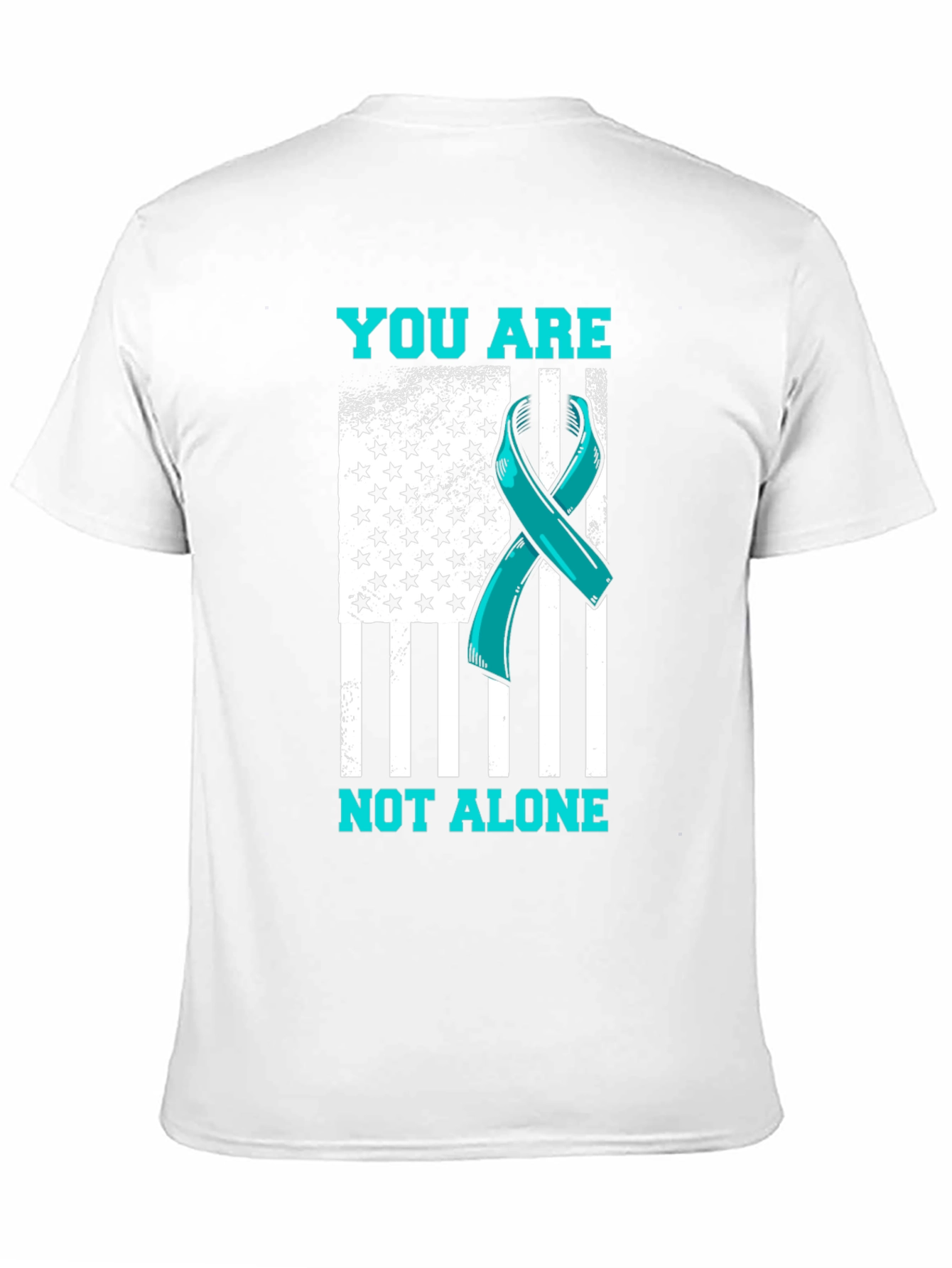 Teal Ribbon American Flag Graphic T-Shirt