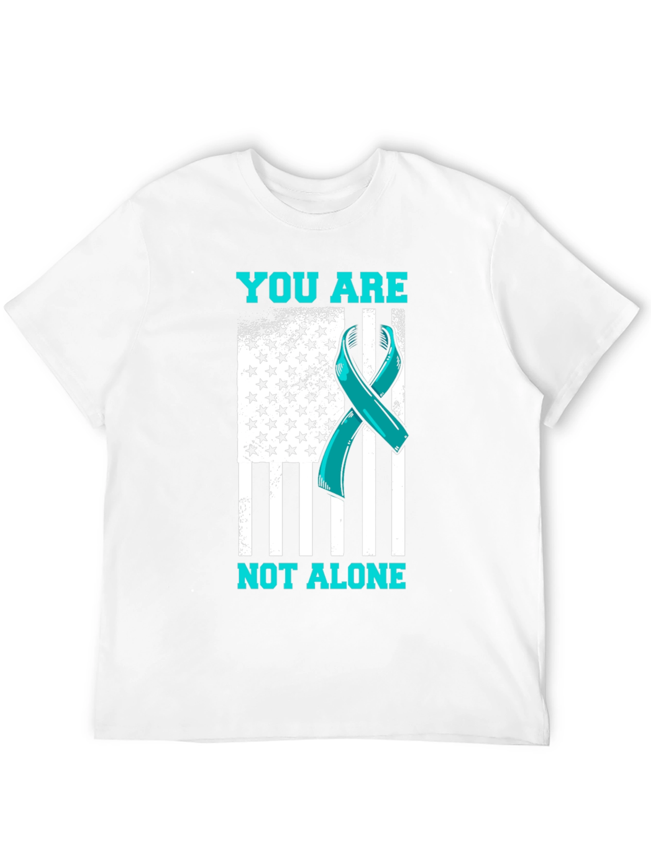 Teal Ribbon American Flag Graphic T-Shirt