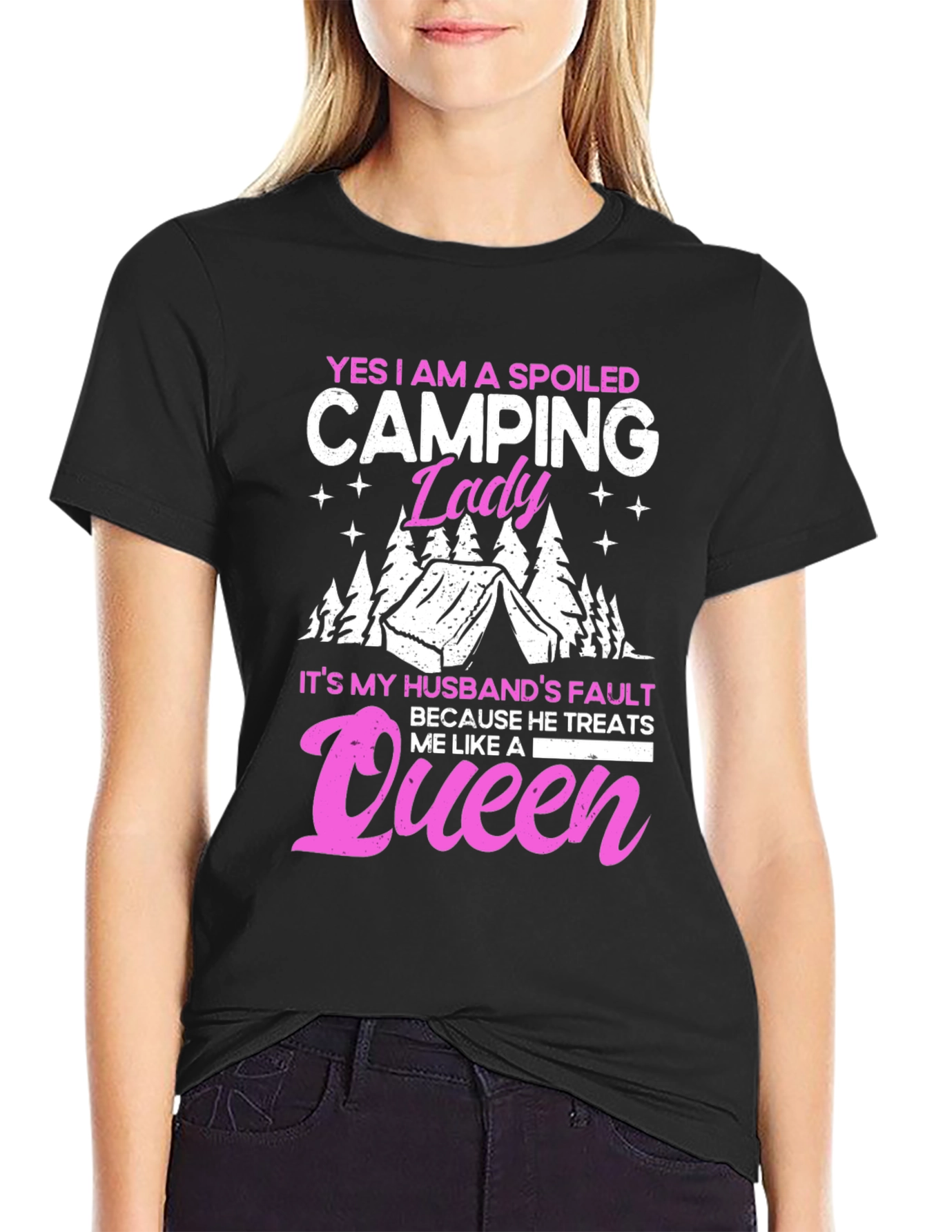 Spoiled Camping Lady T-Shirt - Queen Husband