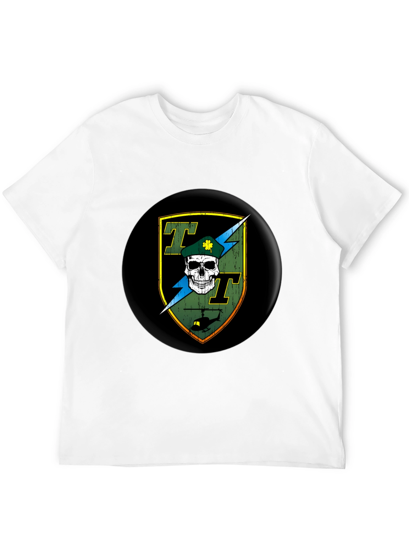 Skull and Helicopter Graphic Tee - Black