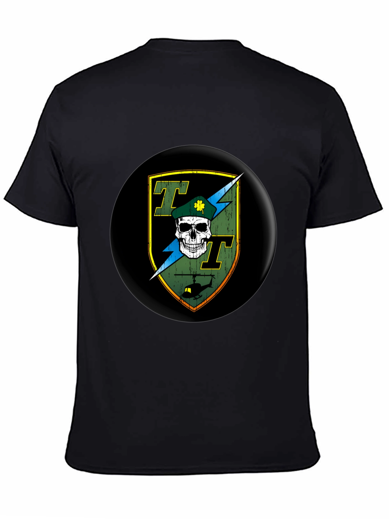 Skull and Helicopter Graphic Tee - Black