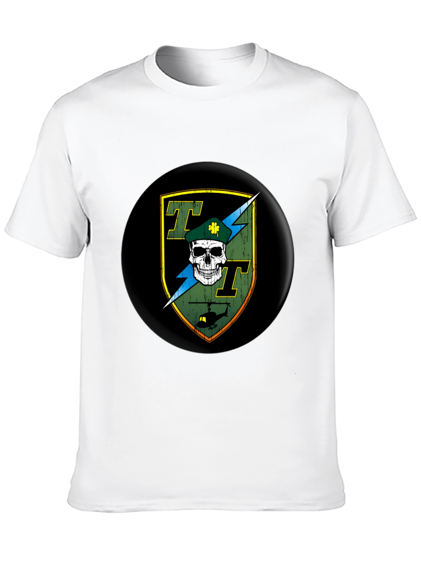 Skull and Helicopter Graphic Tee - Black