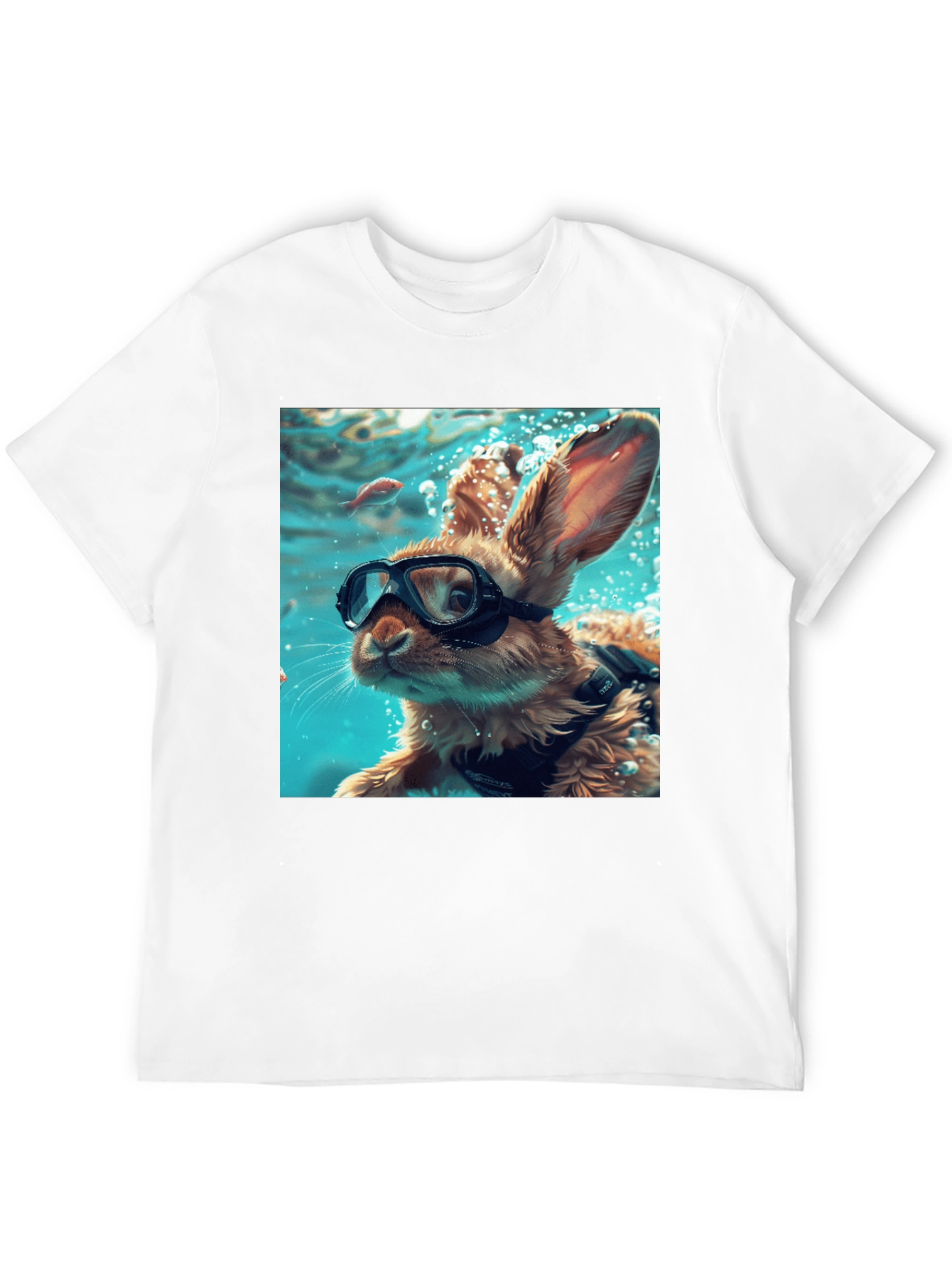 Diving Bunny Graphic Tee - Unique Black T-Shirt