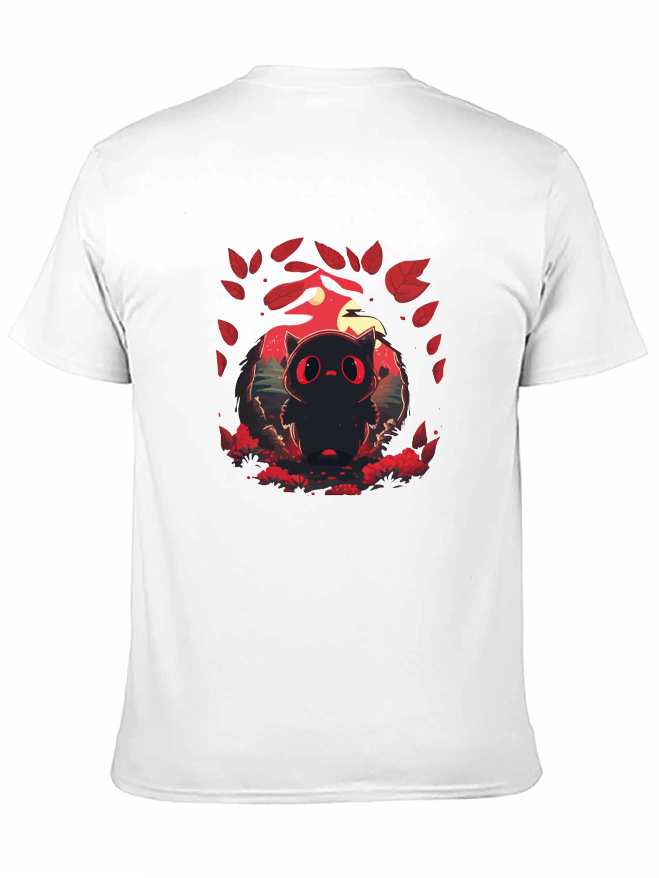 Cute Red-Eyed Black Cat Graphic T-Shirt