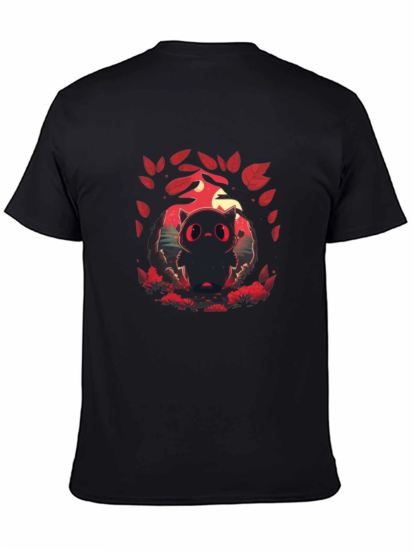 Cute Red-Eyed Black Cat Graphic T-Shirt