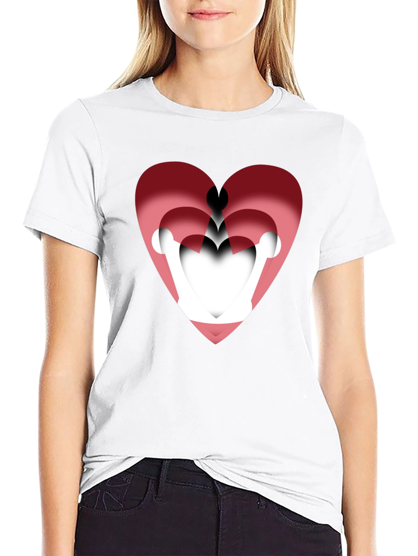 Layered Heart Graphic Tee - Stylish Mens Black T-Shirt
