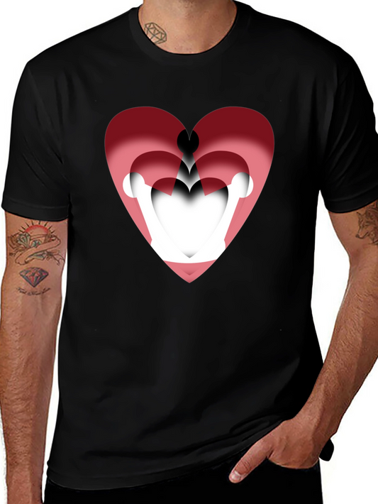 Layered Heart Graphic Tee - Stylish Mens Black T-Shirt