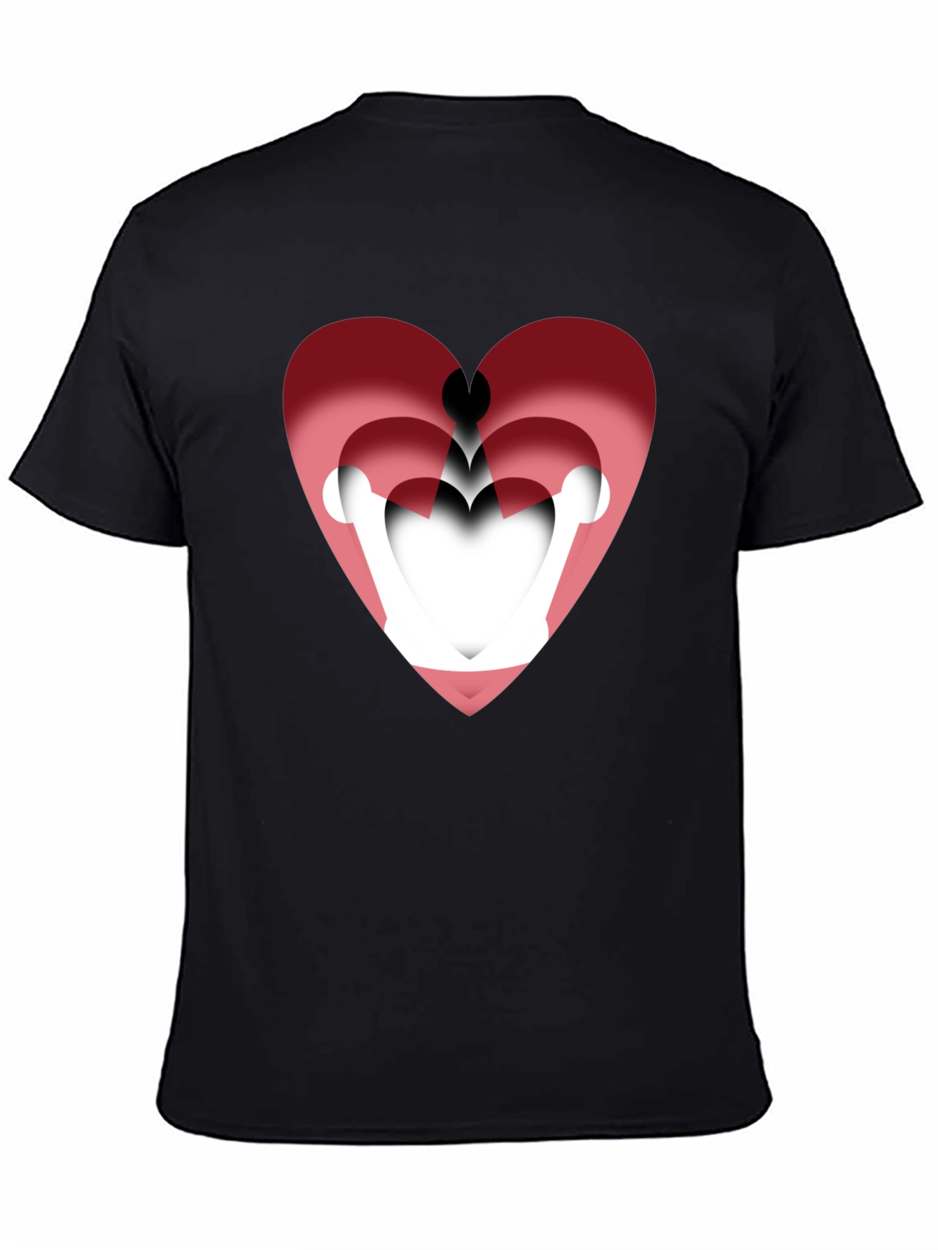 Layered Heart Graphic Tee - Stylish Mens Black T-Shirt