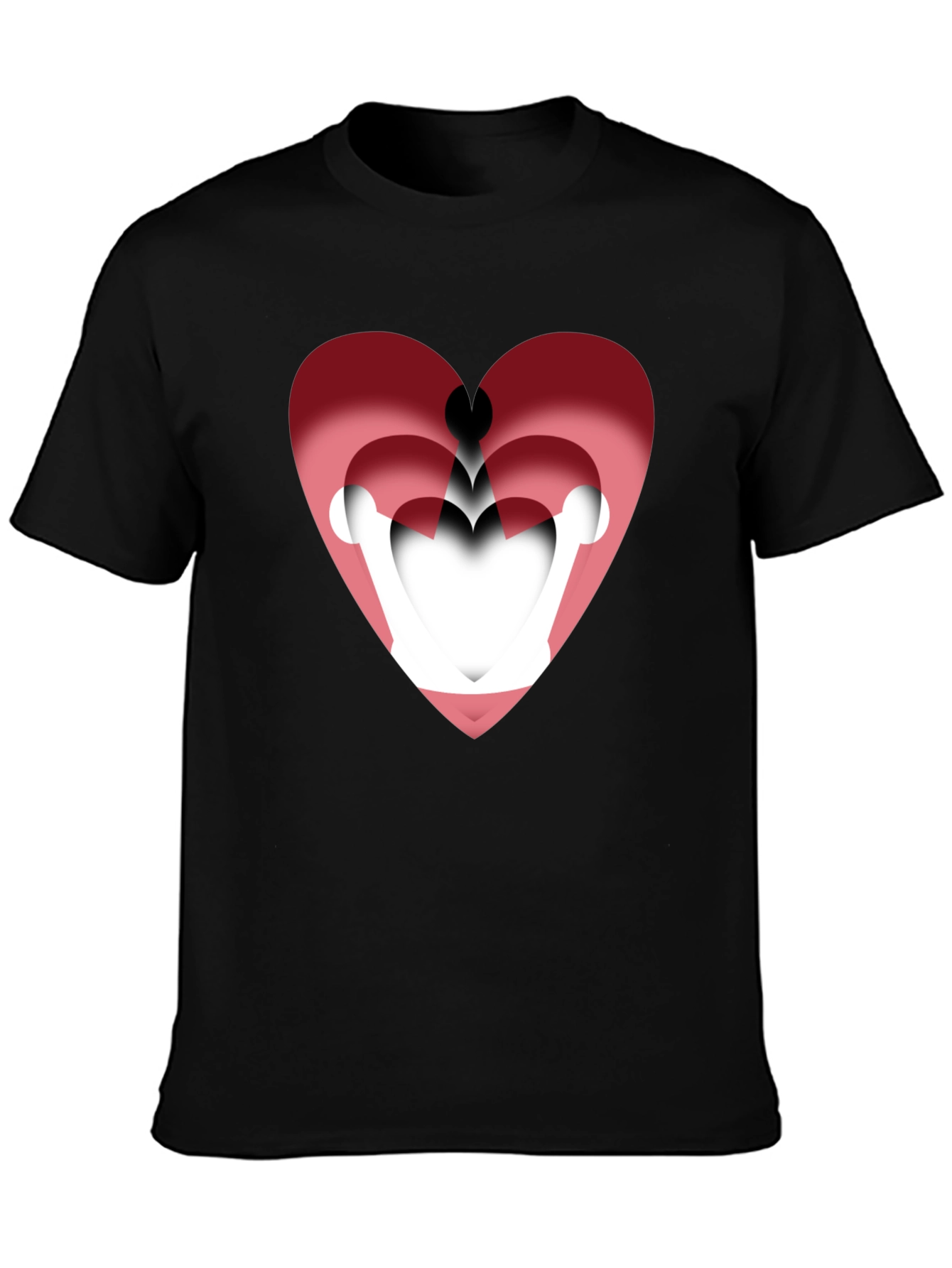Layered Heart Graphic Tee - Stylish Mens Black T-Shirt