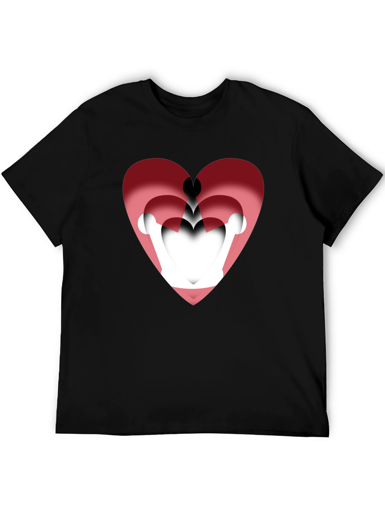 Layered Heart Graphic Tee - Stylish Mens Black T-Shirt