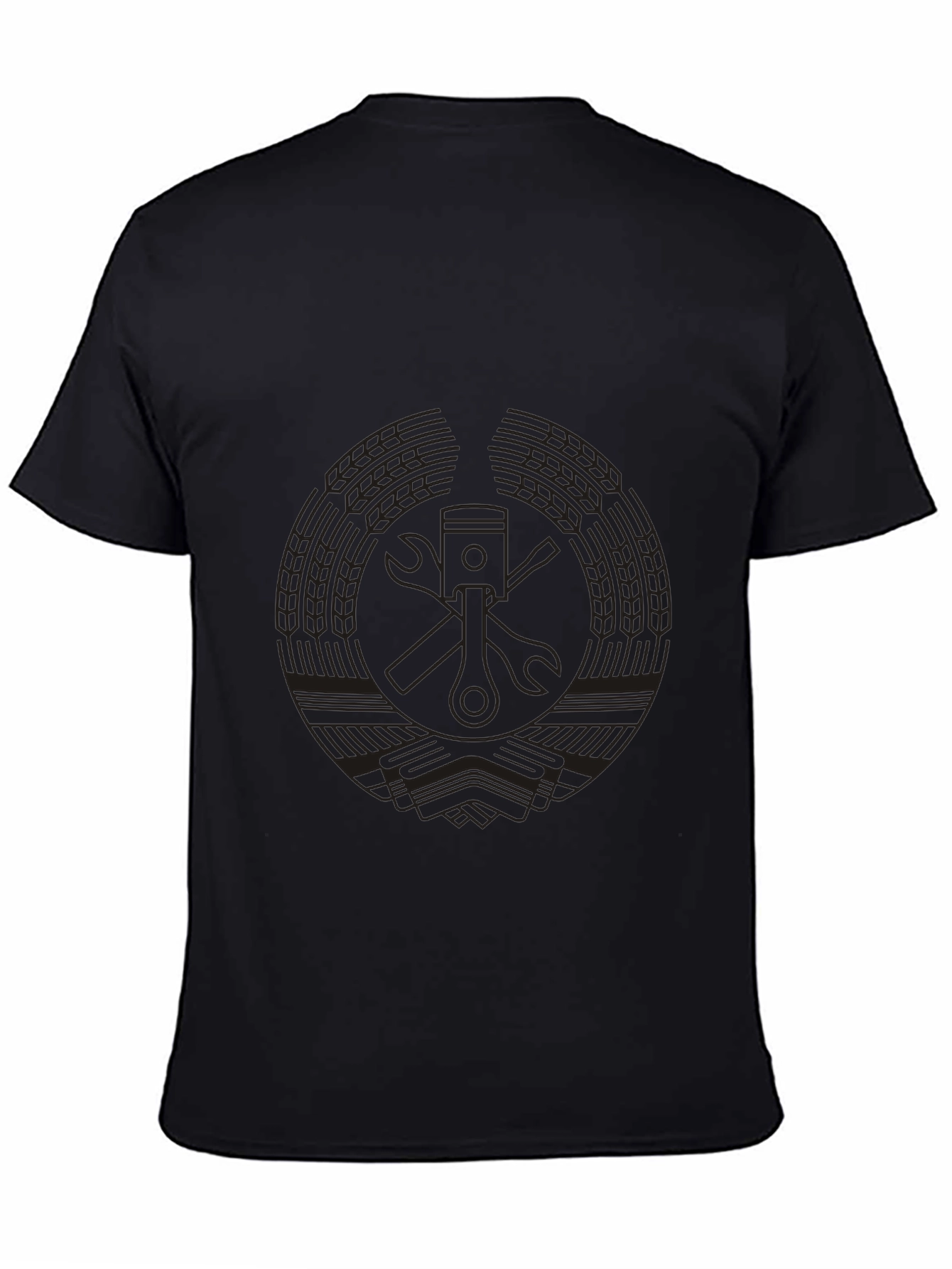 Mens Black Graphic Tee - Mechanic Piston