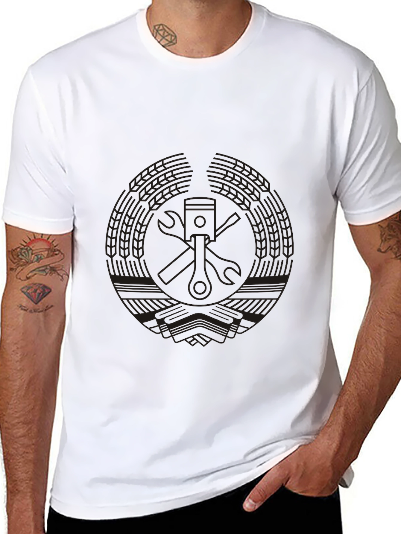 Mens Black Graphic Tee - Mechanic Piston
