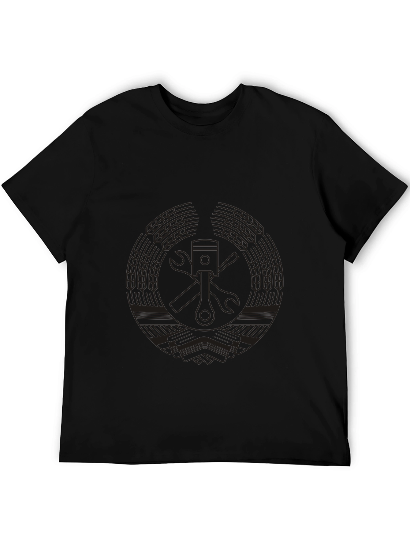 Mens Black Graphic Tee - Mechanic Piston