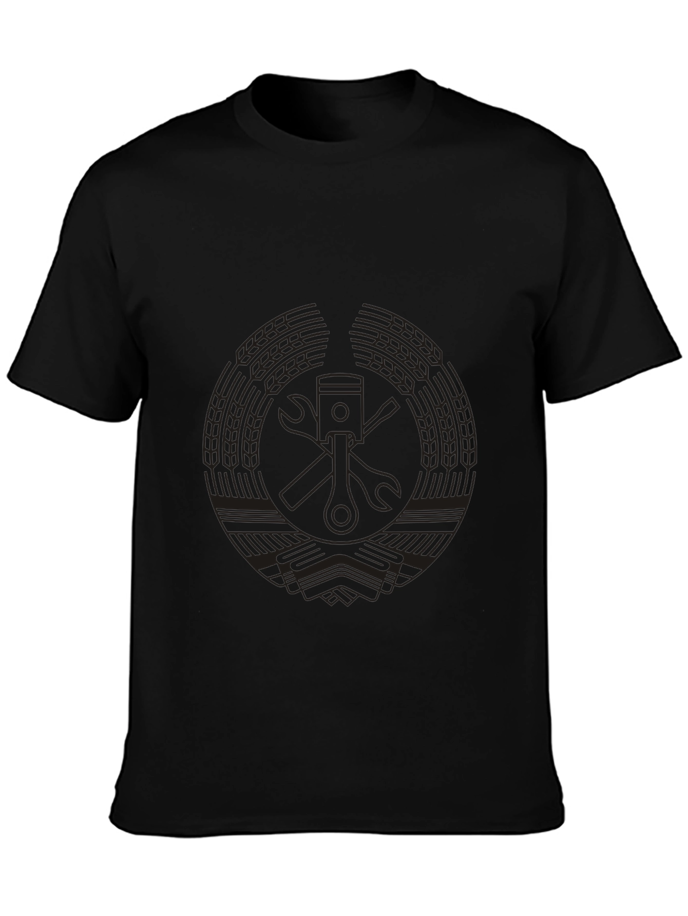 Mens Black Graphic Tee - Mechanic Piston