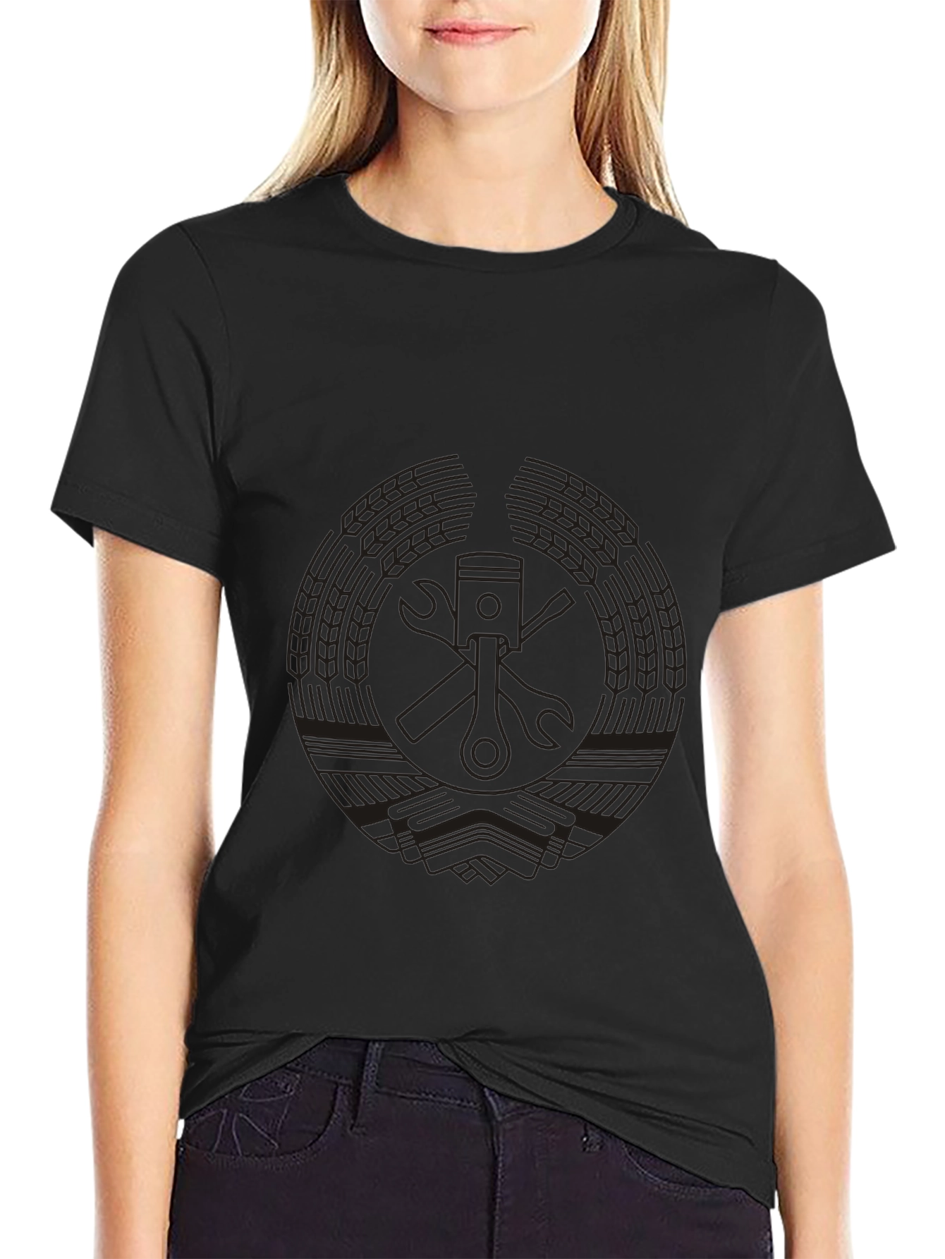 Mens Black Graphic Tee - Mechanic Piston