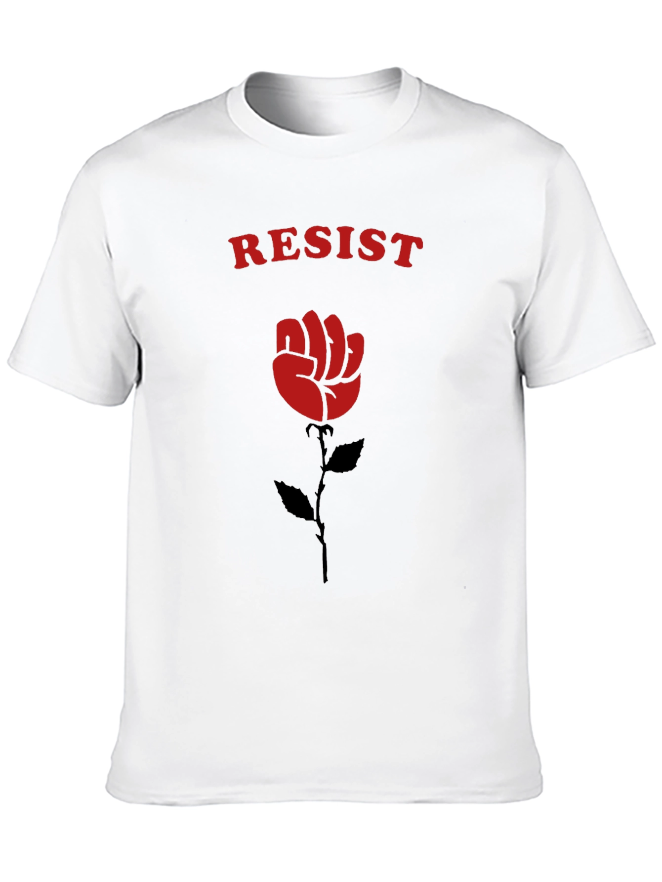 Resist Fist Rose Graphic Tee - Black Cotton
