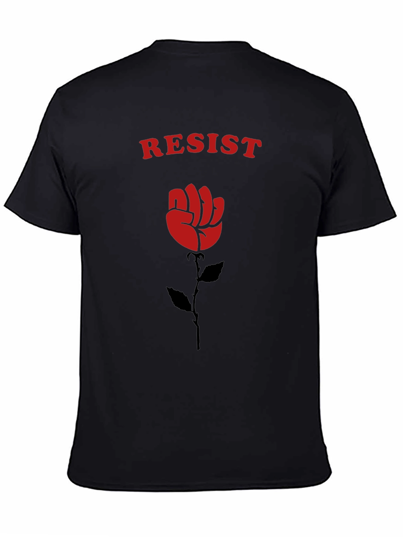 Resist Fist Rose Graphic Tee - Black Cotton