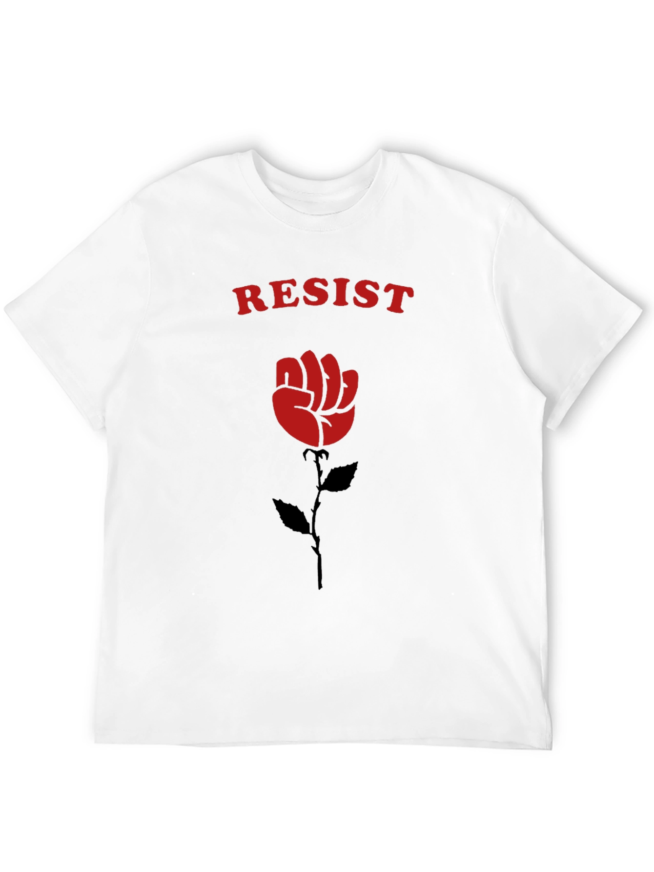 Resist Fist Rose Graphic Tee - Black Cotton