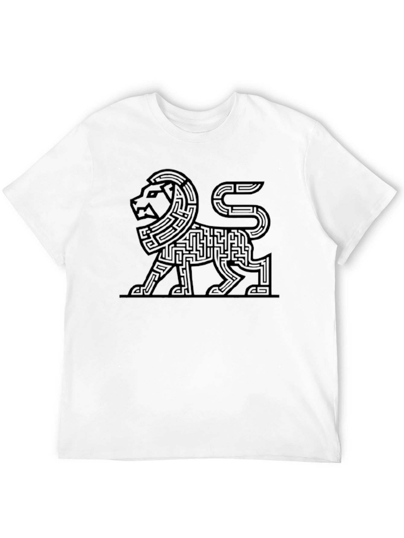 Lion Maze Graphic Tee - Unique Geometric Design