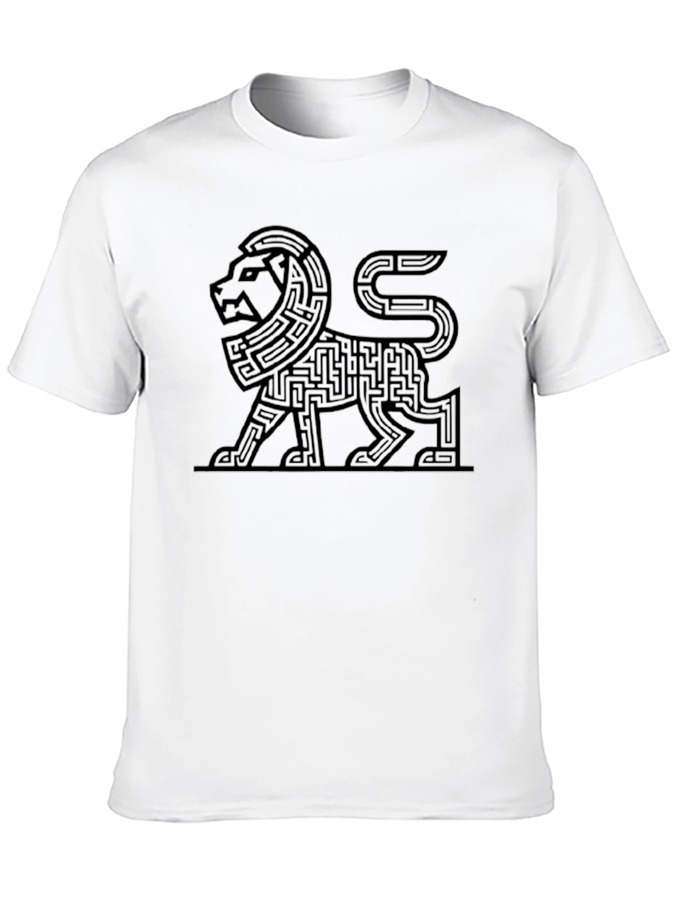 Lion Maze Graphic Tee - Unique Geometric Design