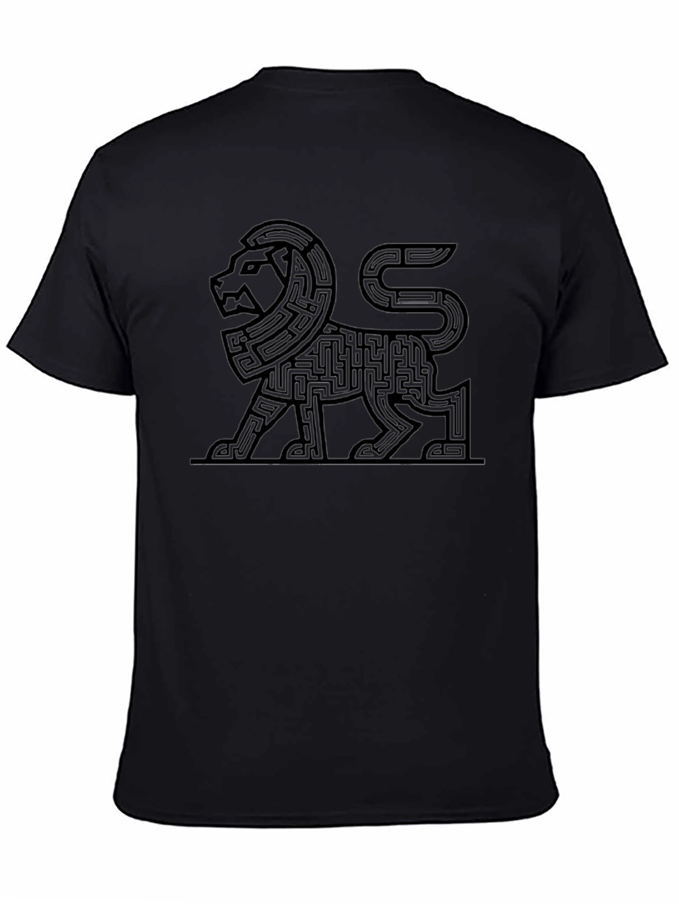 Lion Maze Graphic Tee - Unique Geometric Design