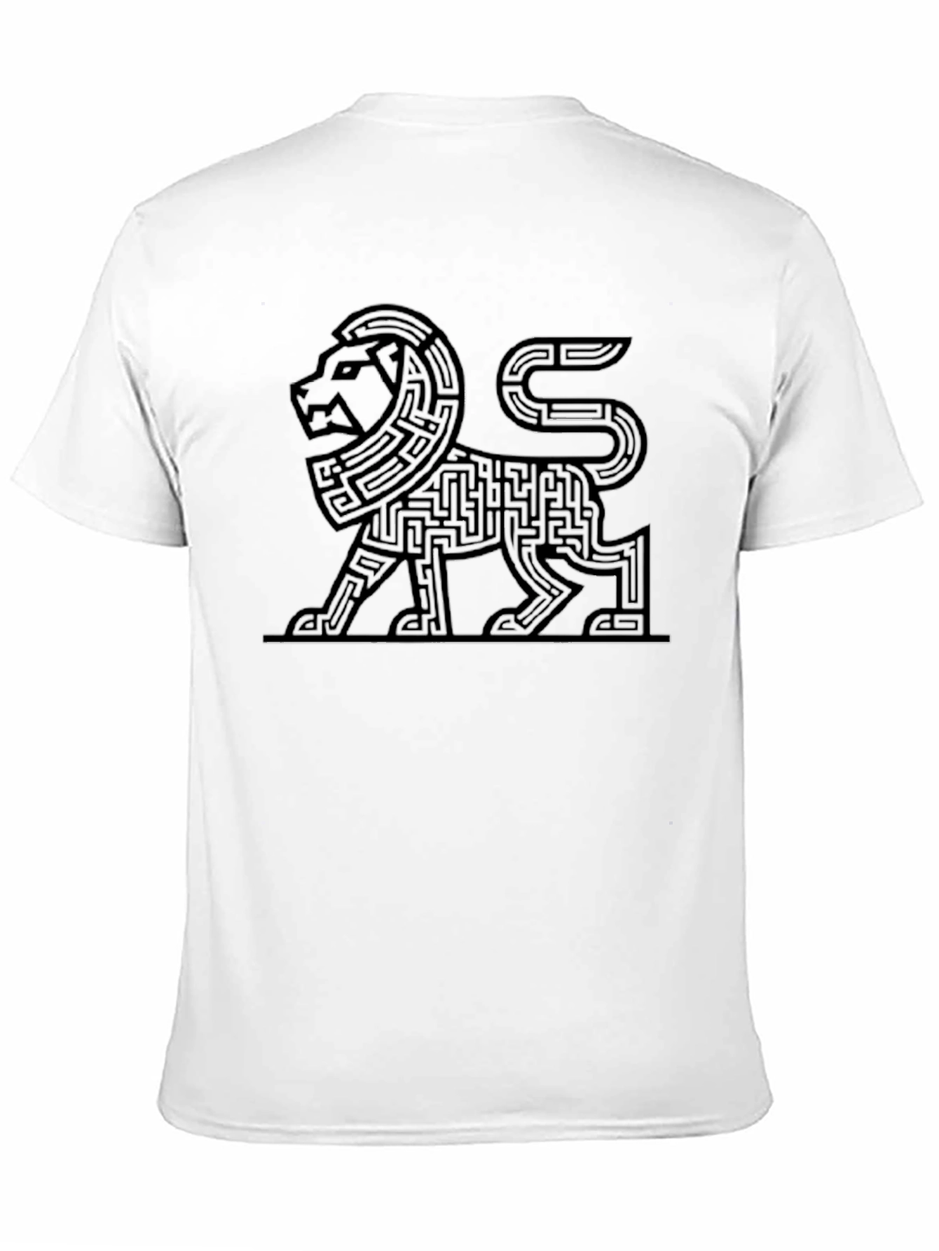 Lion Maze Graphic Tee - Unique Geometric Design