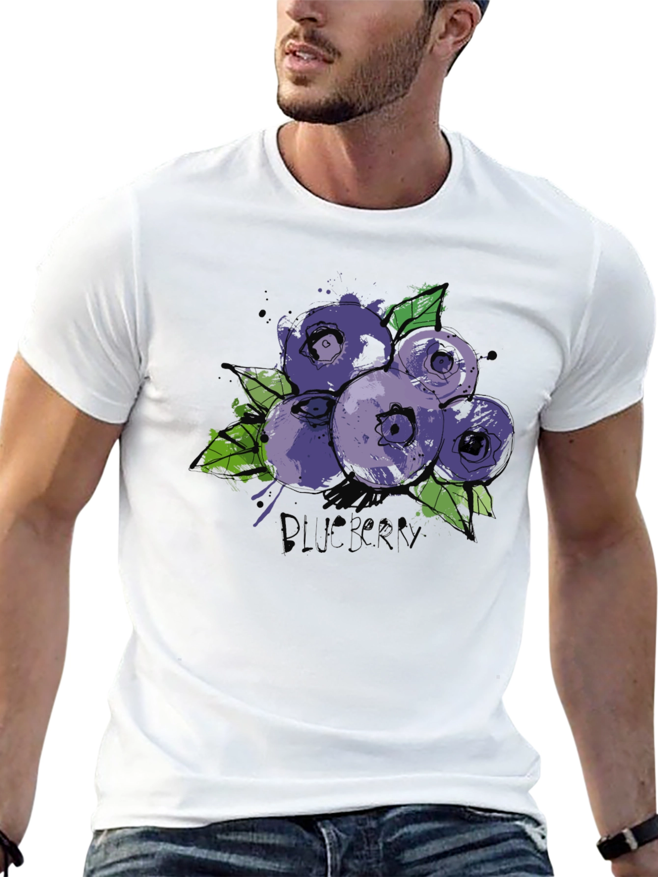 Blueberry Graphic Print Black T-Shirt