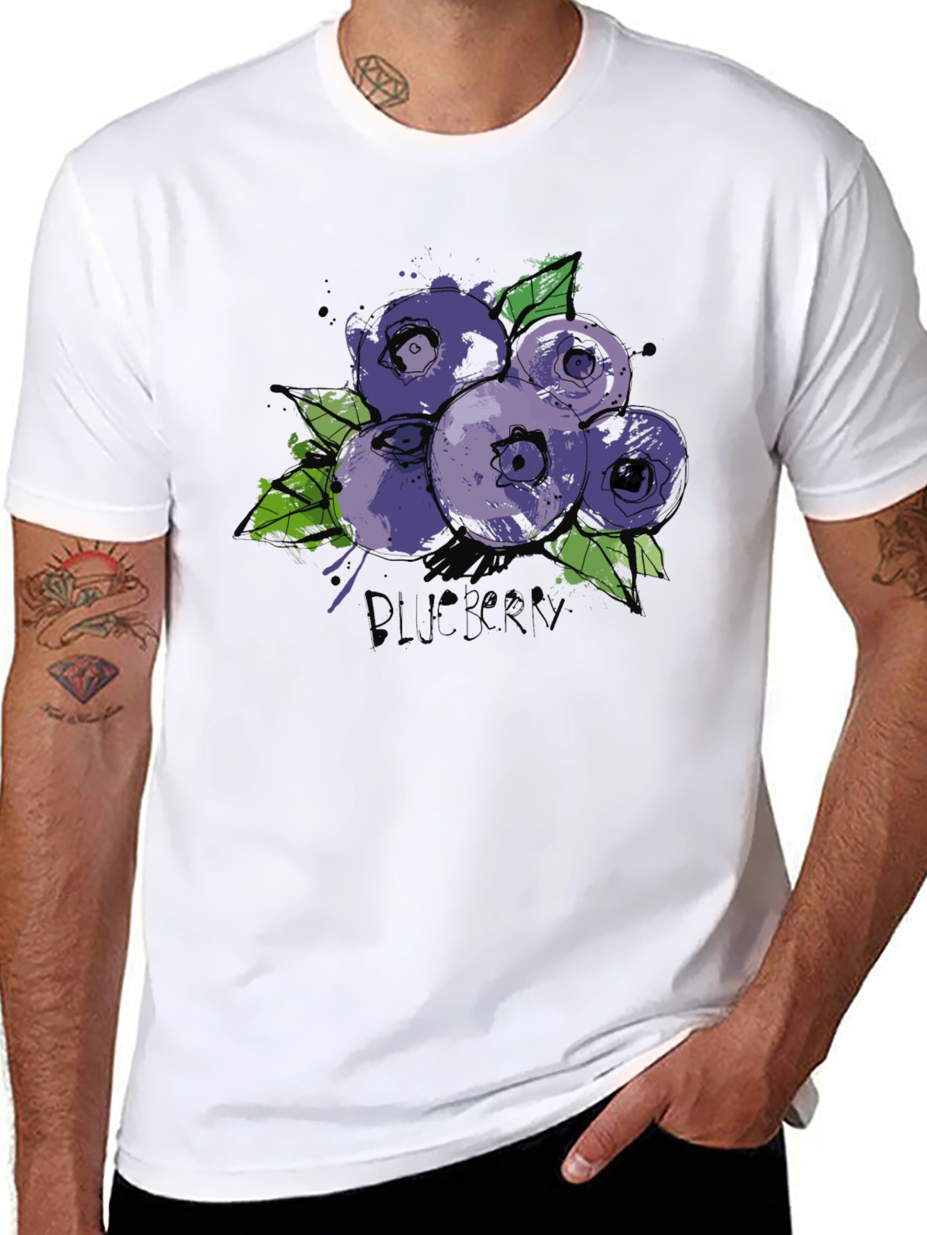 Blueberry Graphic Print Black T-Shirt