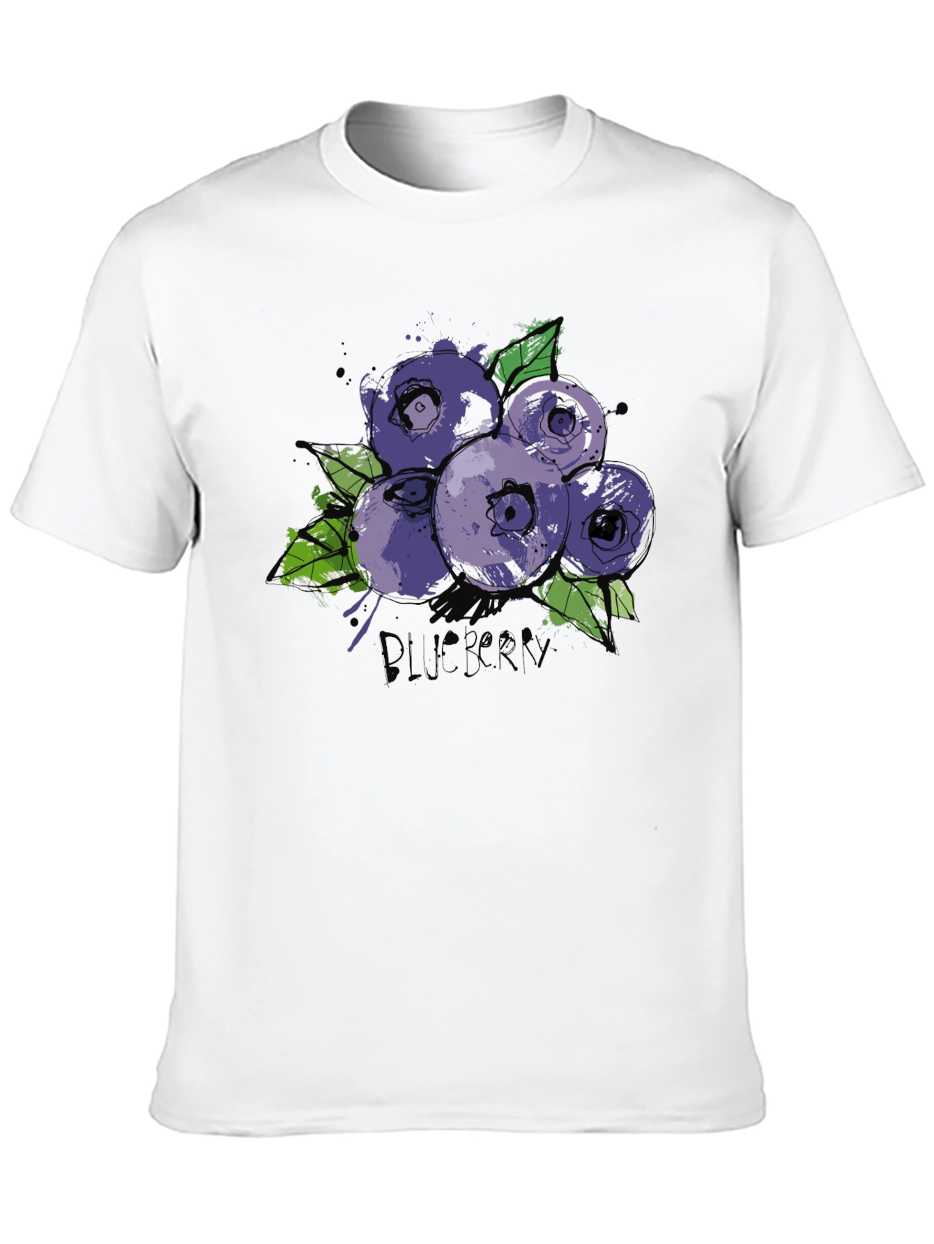 Blueberry Graphic Print Black T-Shirt