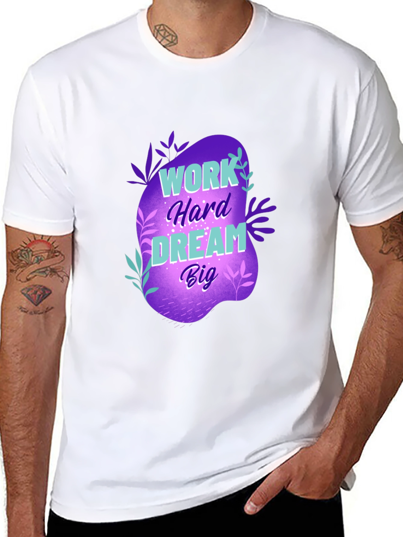Work Hard Dream Big Graphic T-Shirt - Black