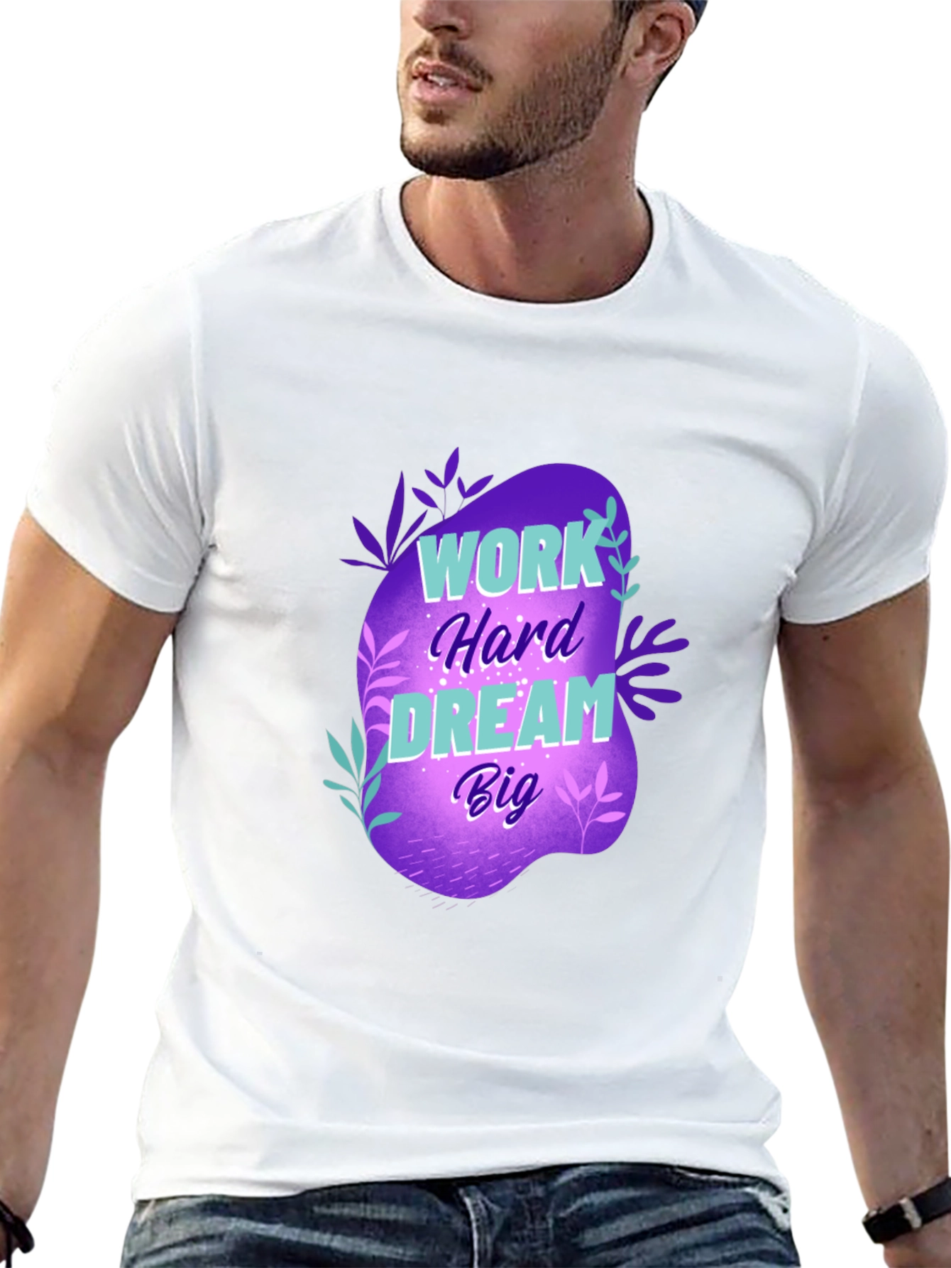 Work Hard Dream Big Graphic T-Shirt - Black
