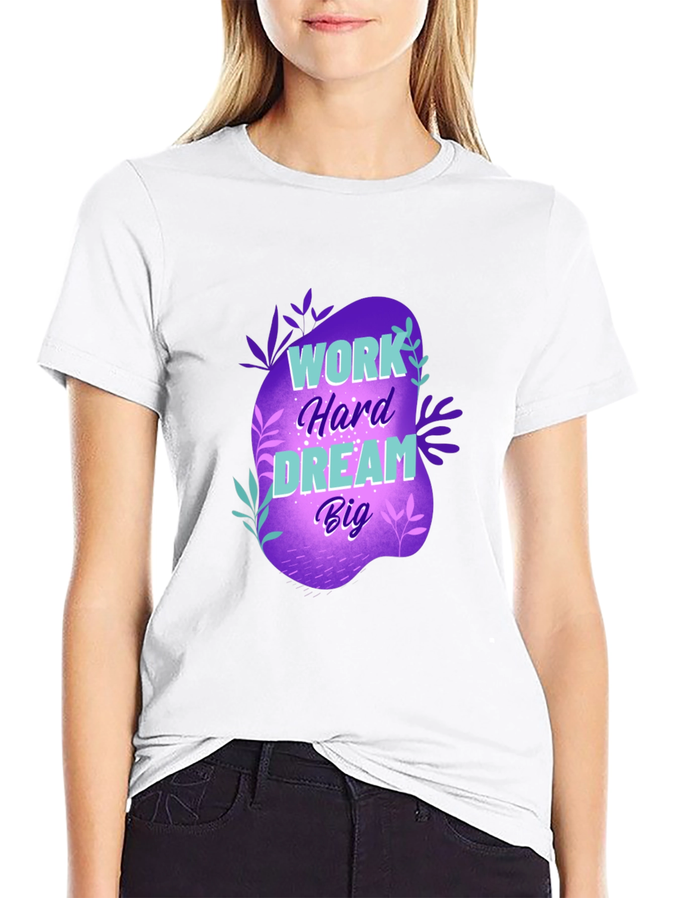 Work Hard Dream Big Graphic T-Shirt - Black