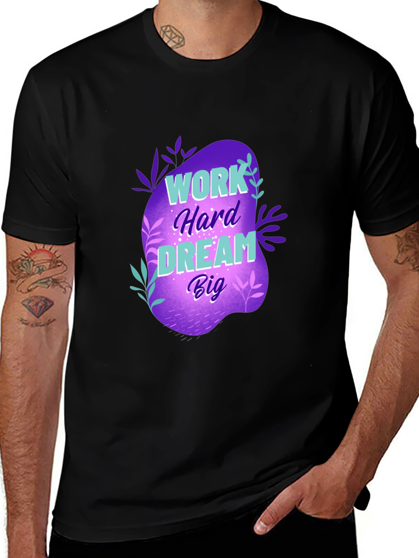 Work Hard Dream Big Graphic T-Shirt - Black