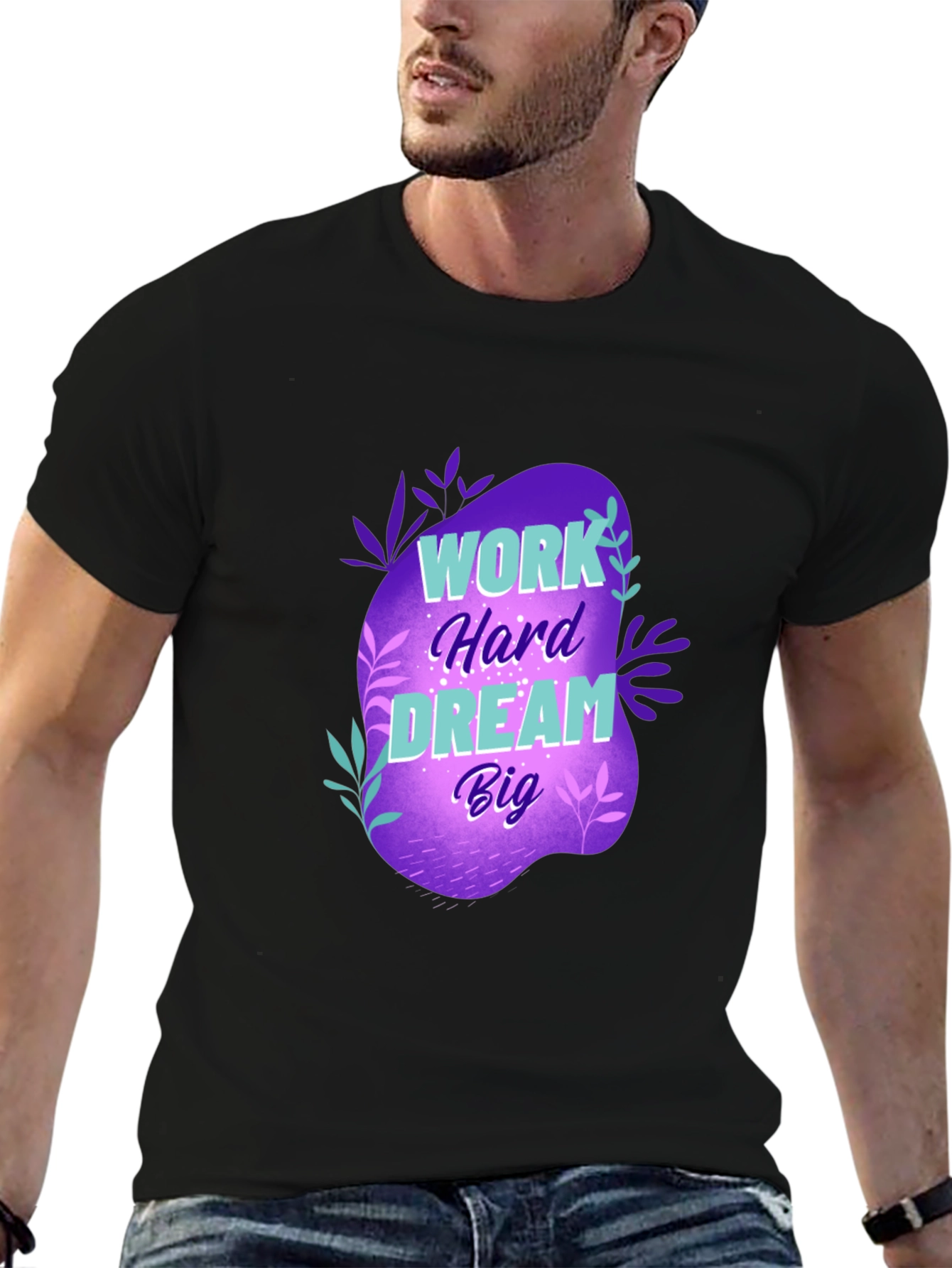 Work Hard Dream Big Graphic T-Shirt - Black