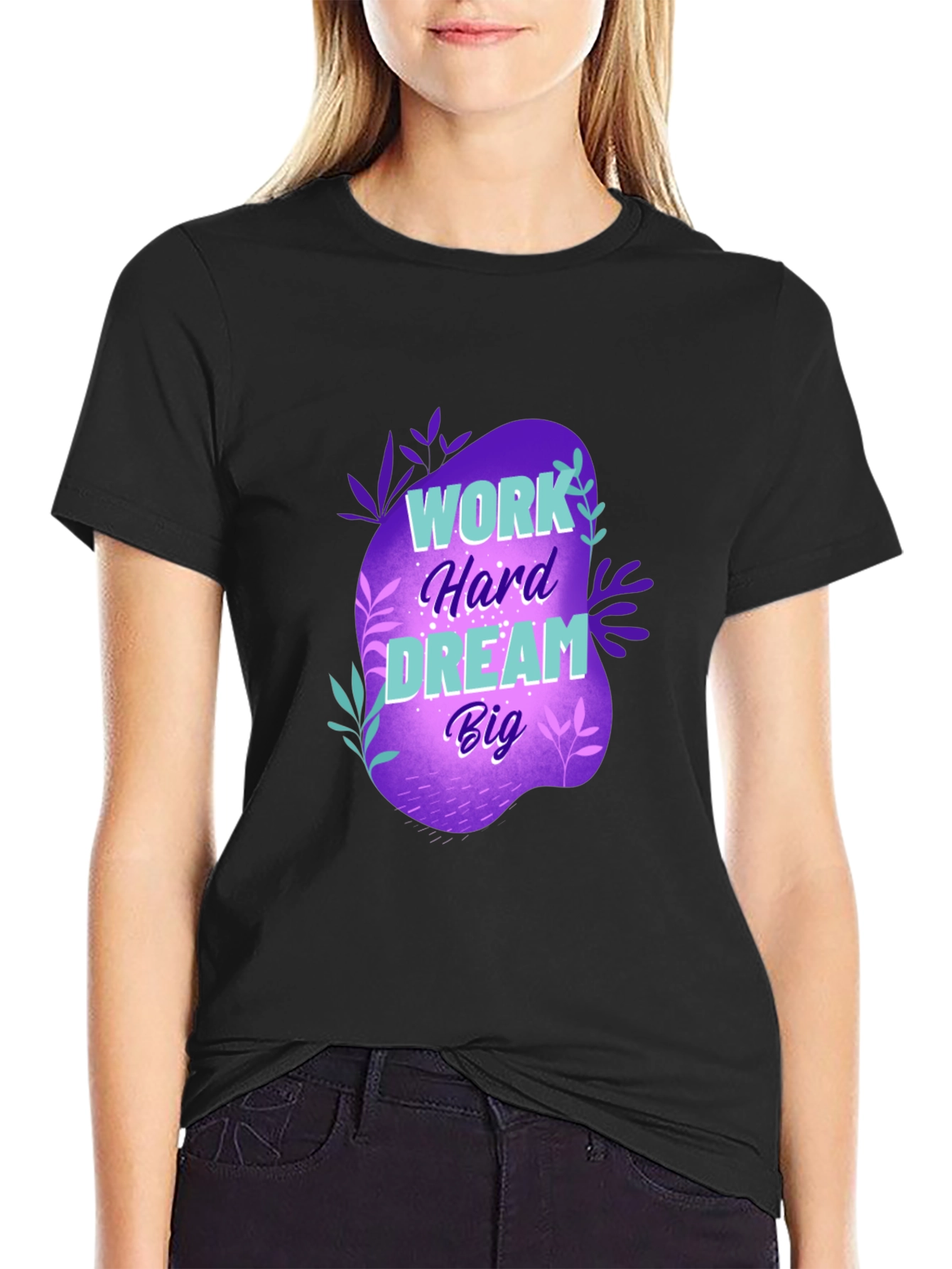 Work Hard Dream Big Graphic T-Shirt - Black