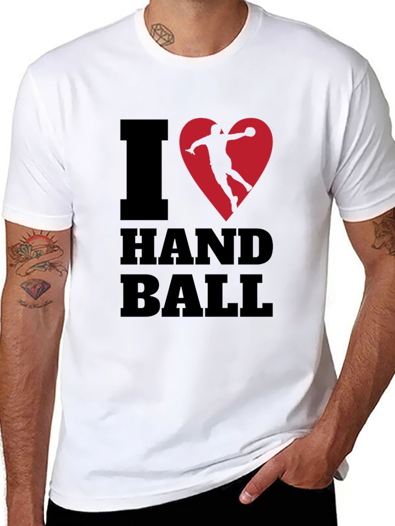 I Love Handball Graphic Tee - Black Cotton T-Shirt