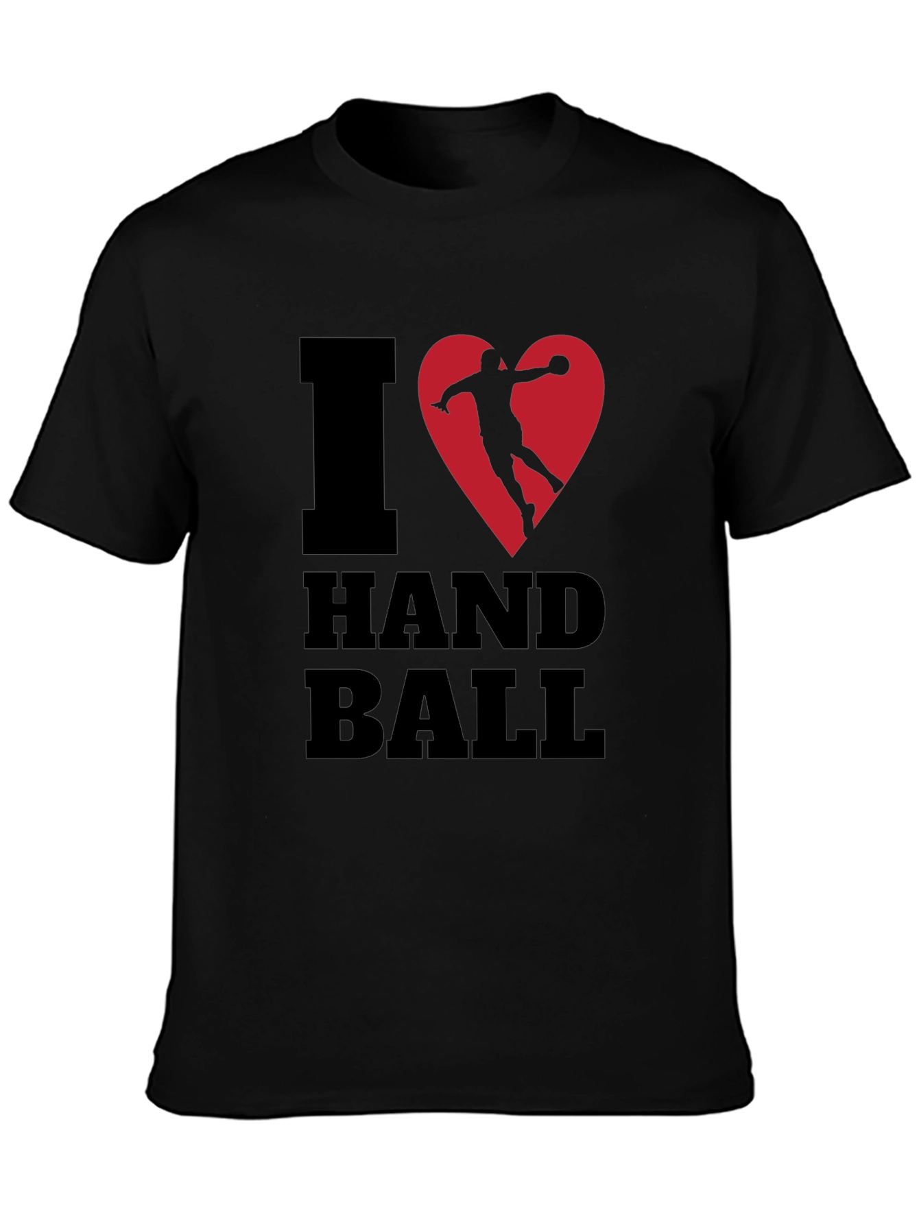 I Love Handball Graphic Tee - Black Cotton T-Shirt