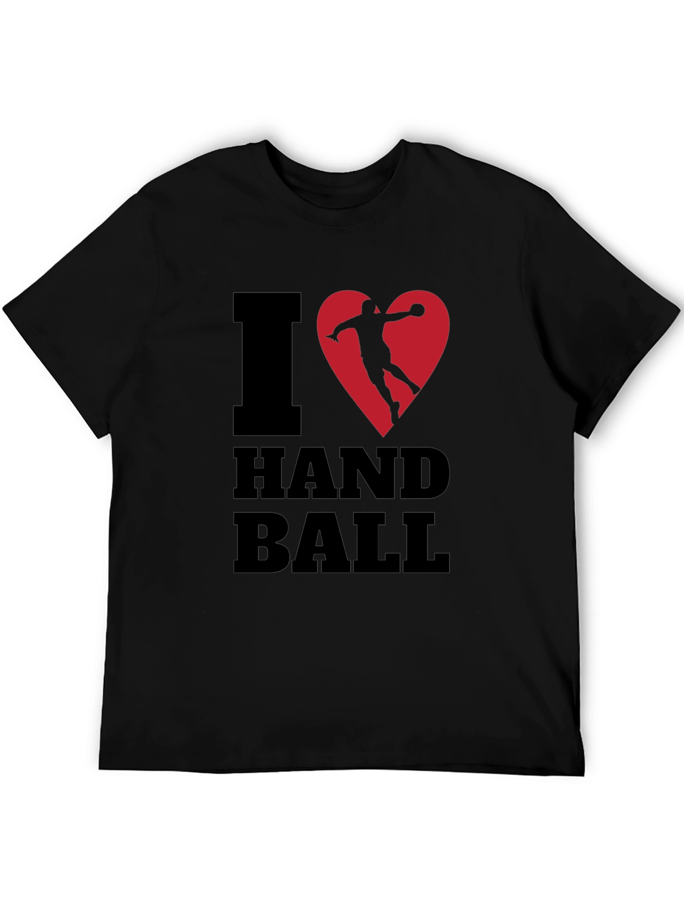 I Love Handball Graphic Tee - Black Cotton T-Shirt