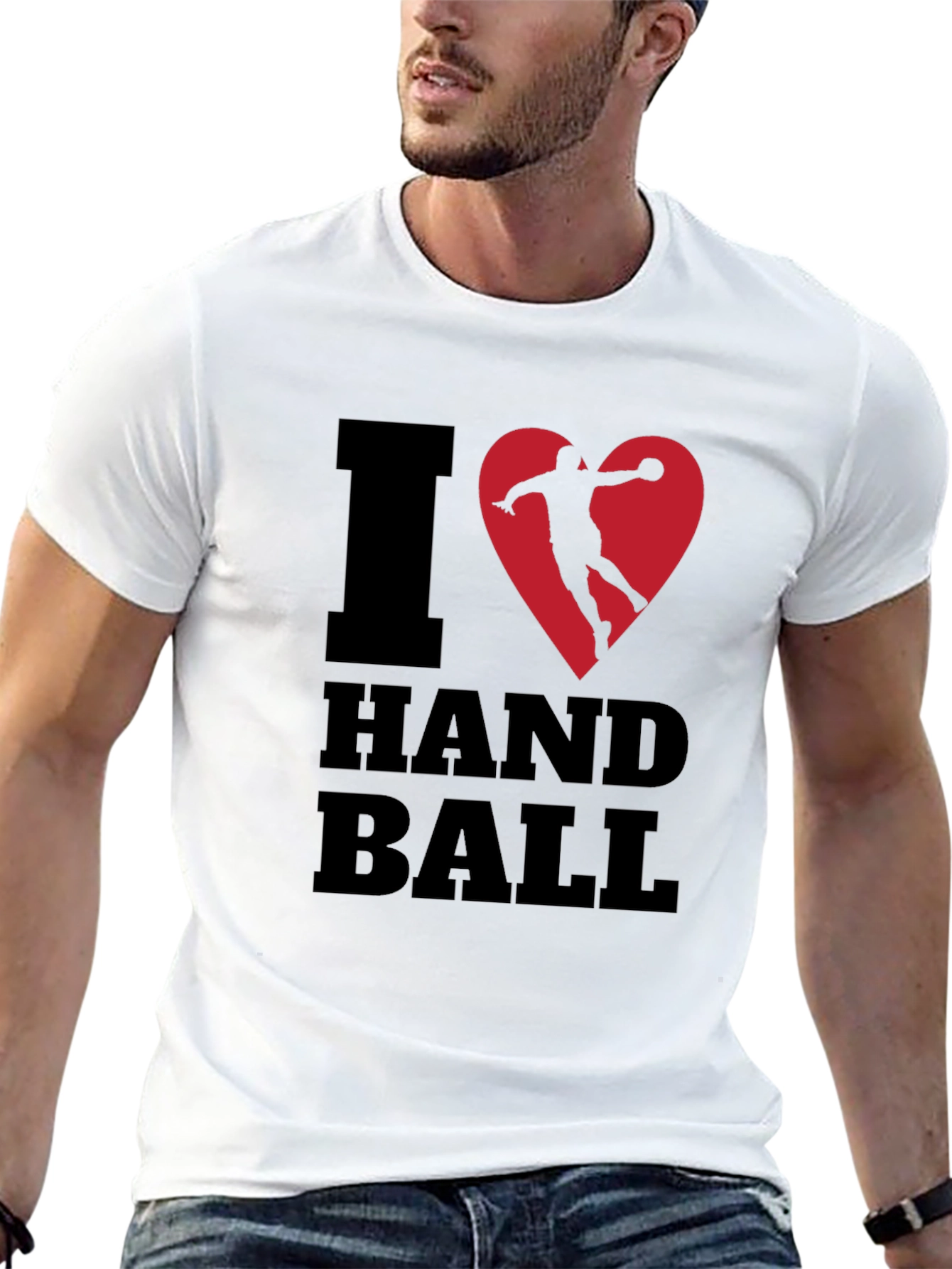I Love Handball Graphic Tee - Black Cotton T-Shirt