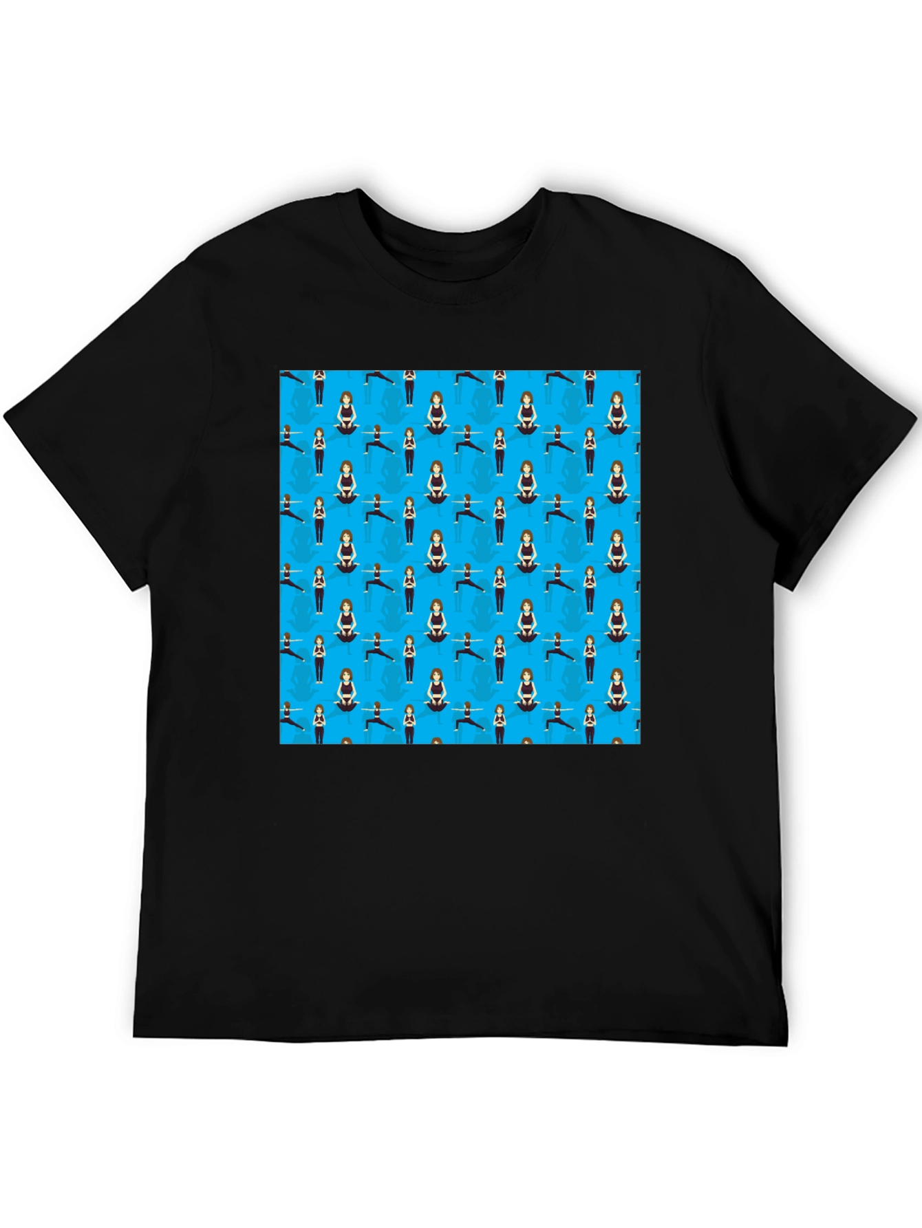 Yoga Pattern Tee: Relaxed Fit Black T-Shirt