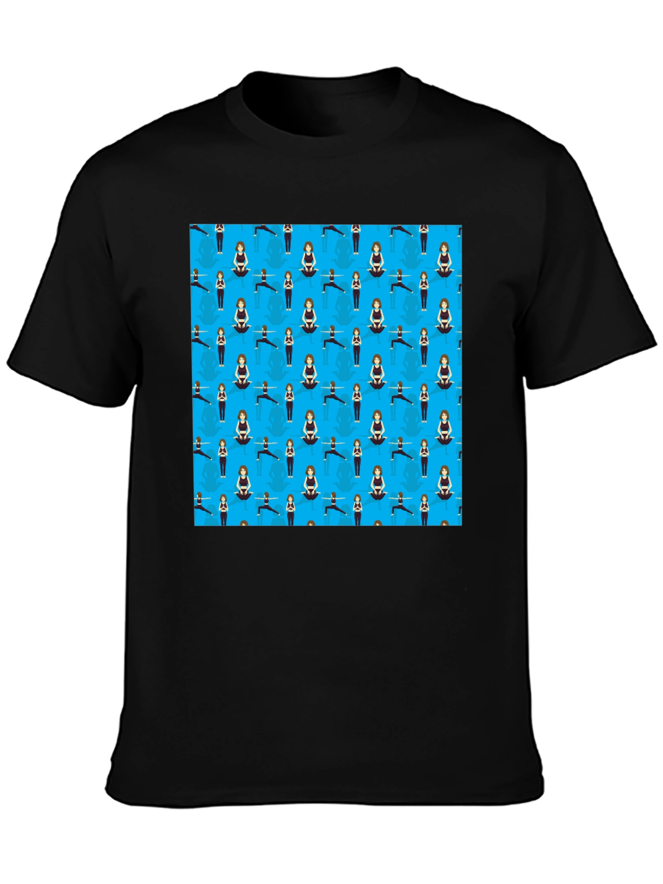 Yoga Pattern Tee: Relaxed Fit Black T-Shirt