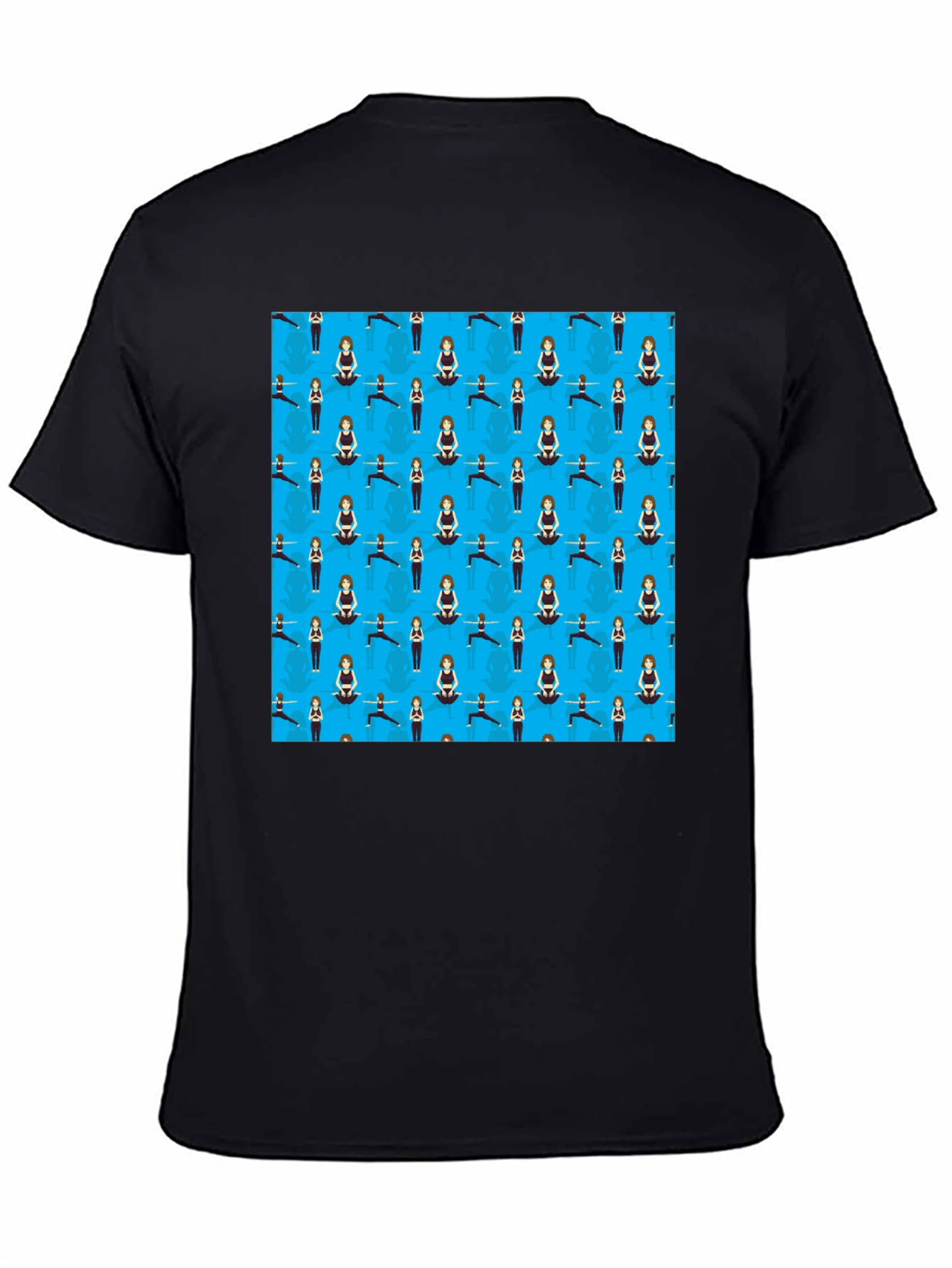Yoga Pattern Tee: Relaxed Fit Black T-Shirt