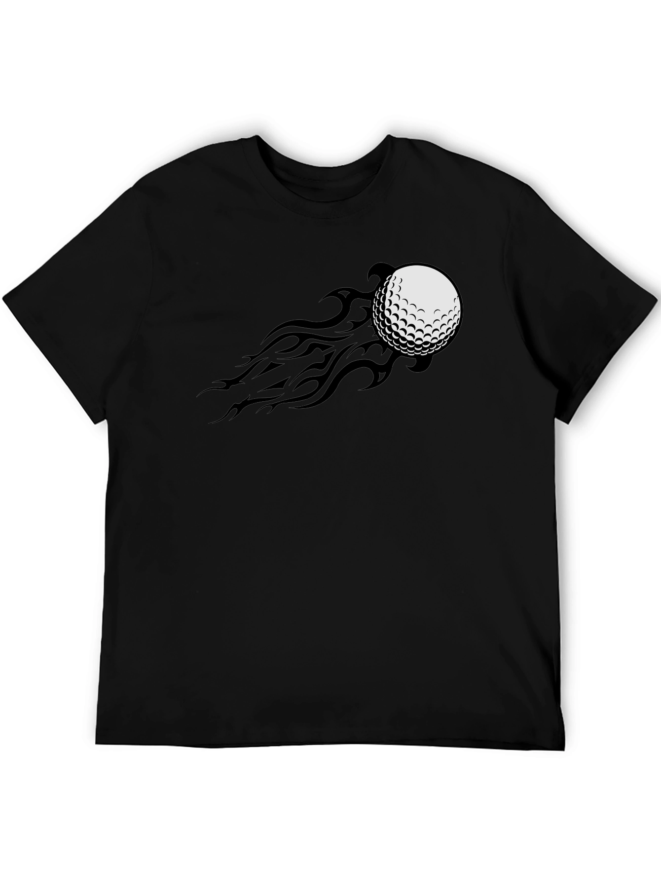 Golf Ball Fire Tail Tee - Black Graphic T-Shirt