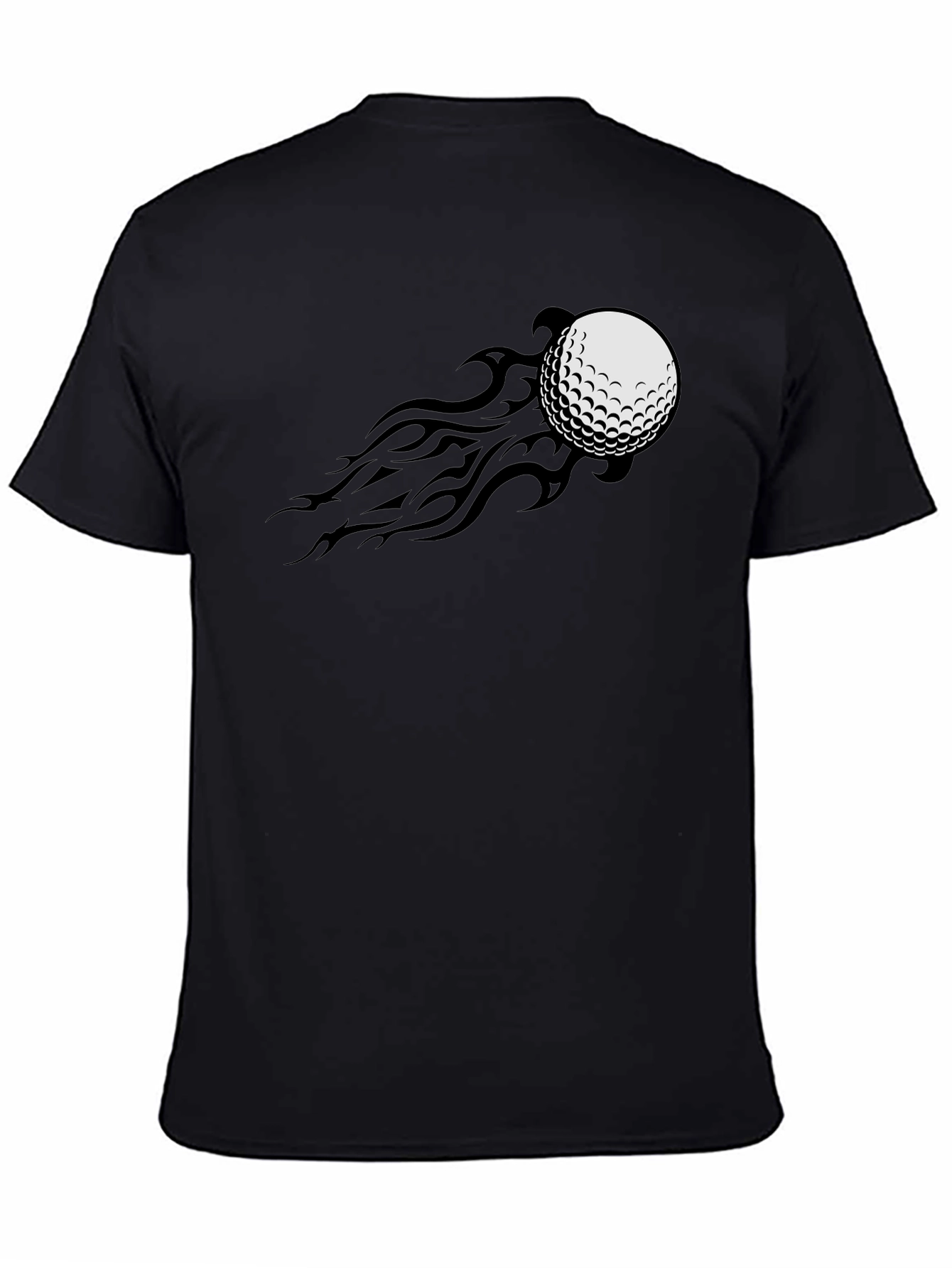 Golf Ball Fire Tail Tee - Black Graphic T-Shirt