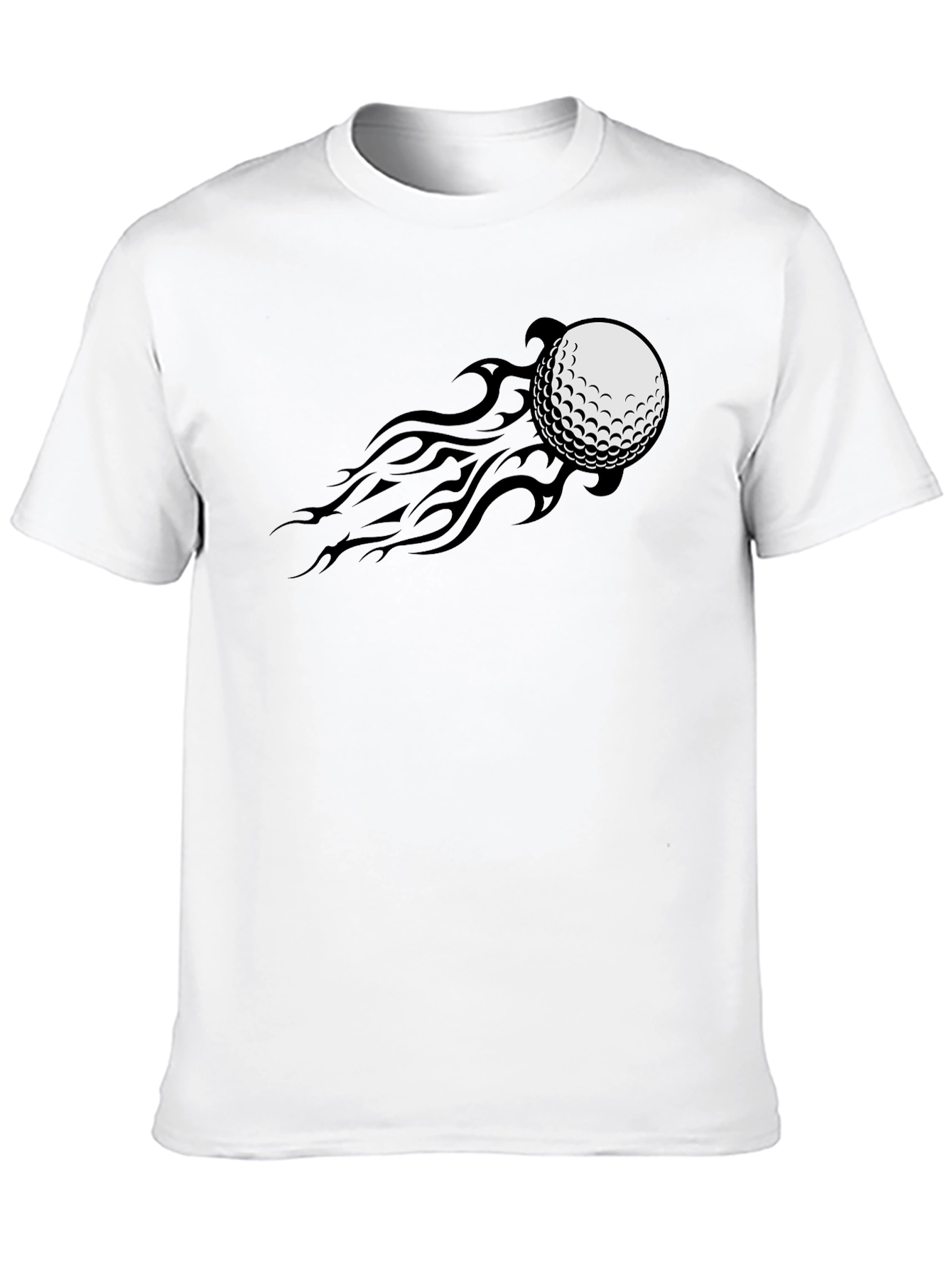 Golf Ball Fire Tail Tee - Black Graphic T-Shirt