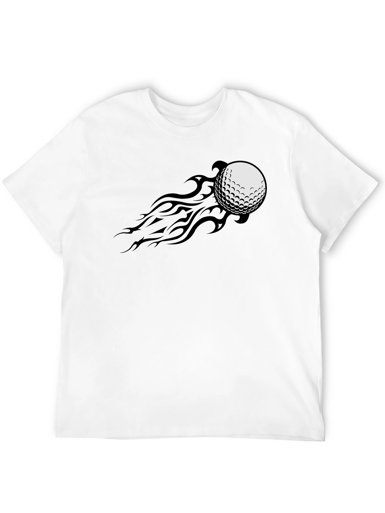 Golf Ball Fire Tail Tee - Black Graphic T-Shirt