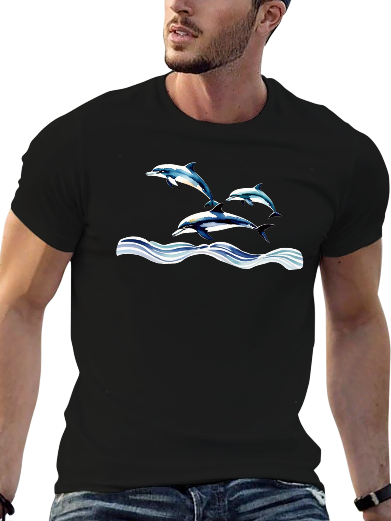 Dolphin Waves Graphic T-Shirt
