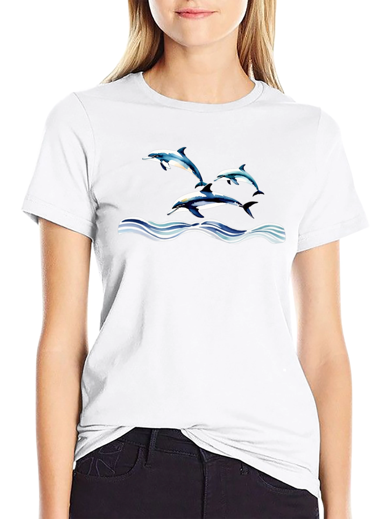 Dolphin Waves Graphic T-Shirt