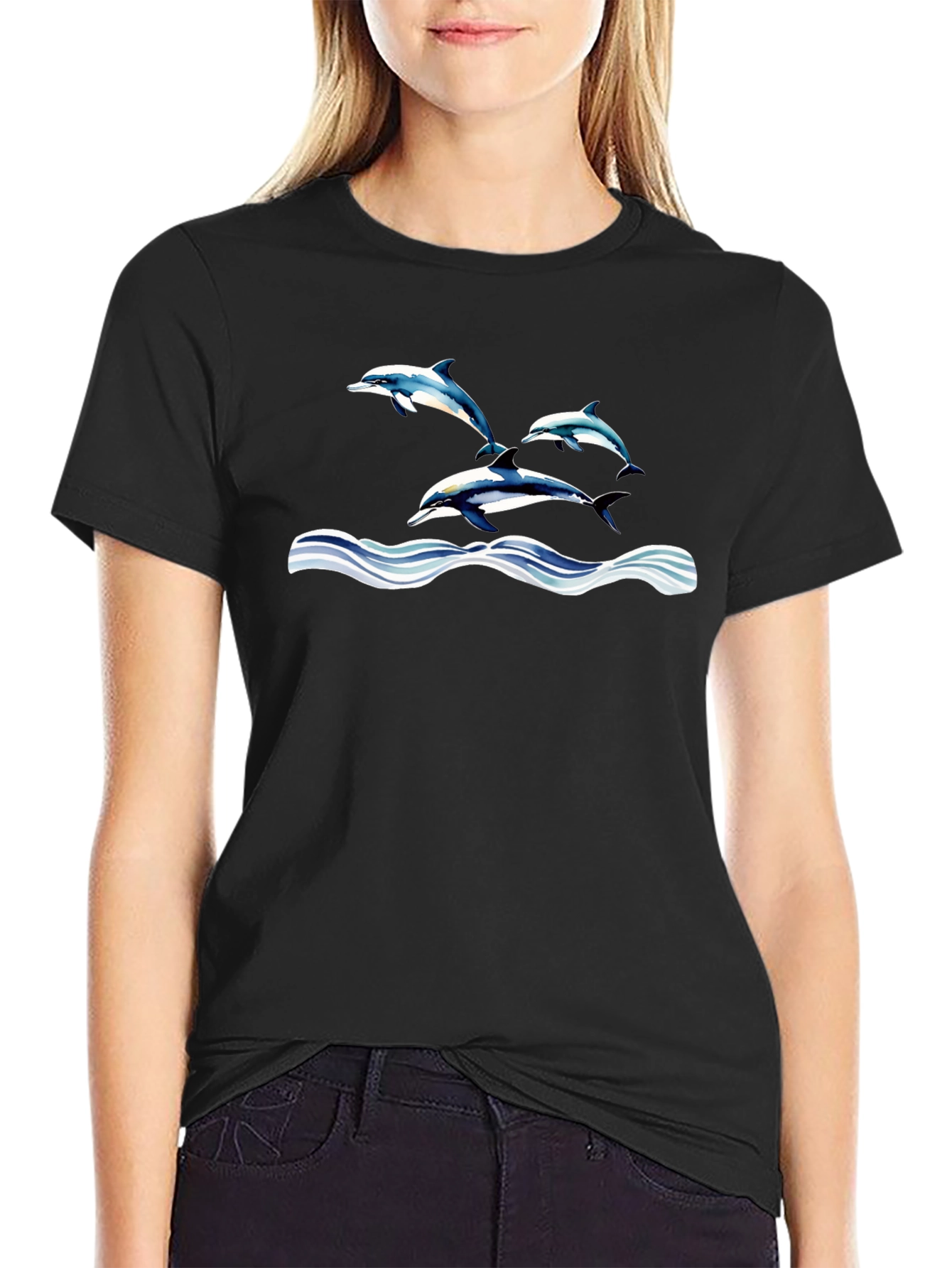 Dolphin Waves Graphic T-Shirt